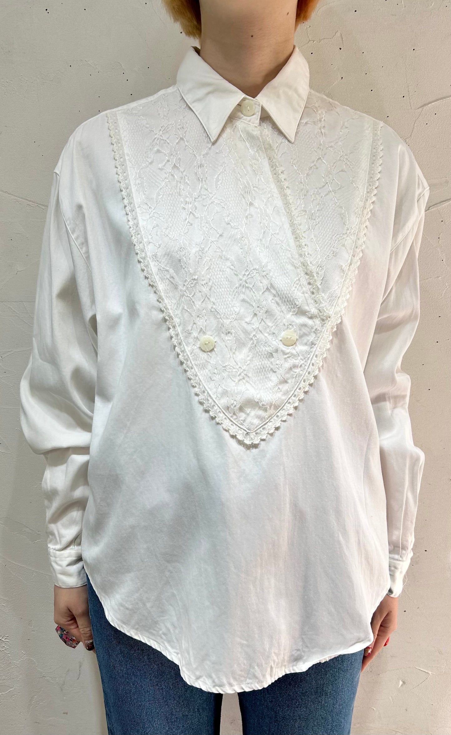 Vintage White Cotton Blouse [C26474]