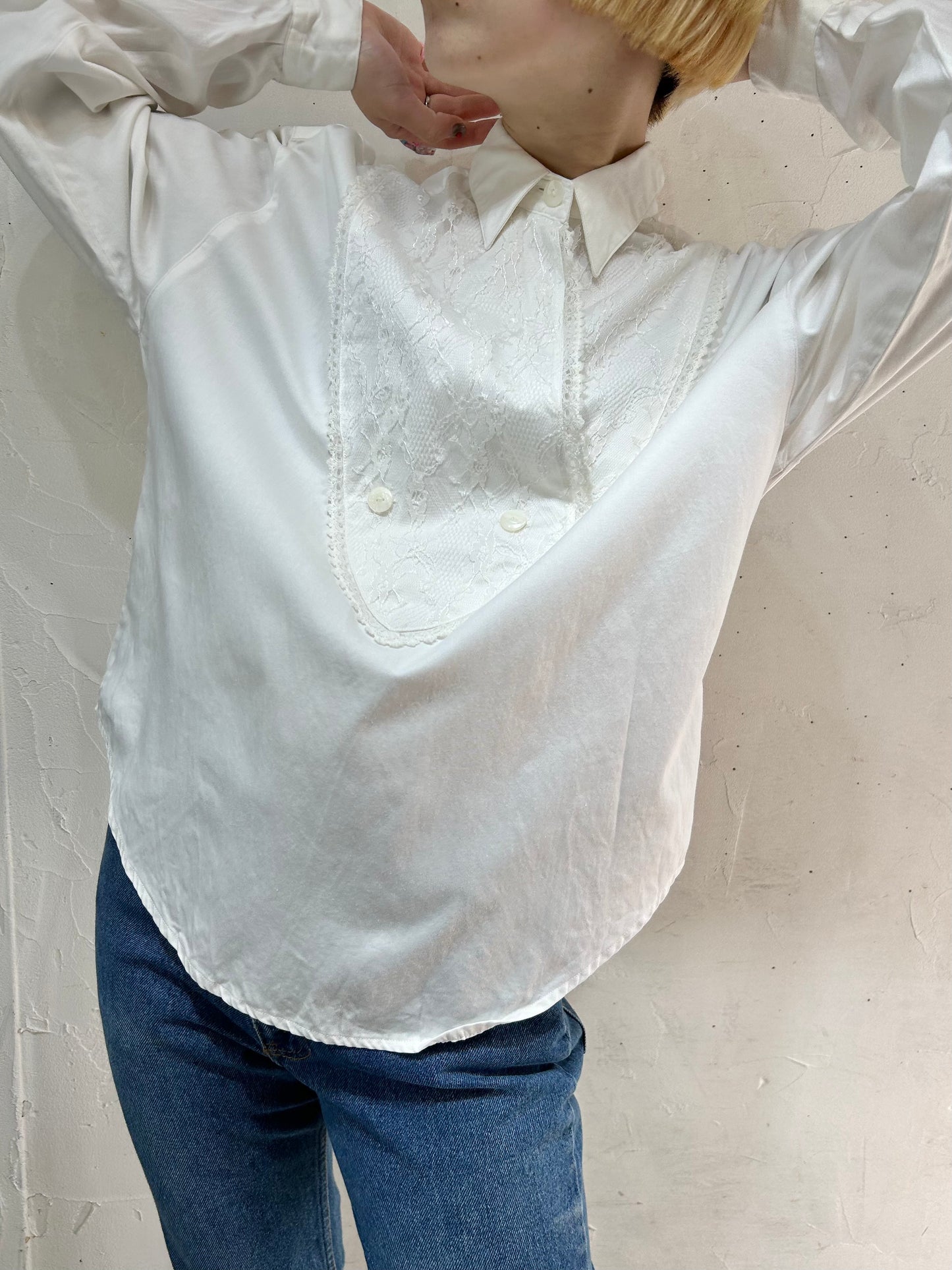 Vintage White Cotton Blouse [C26474]