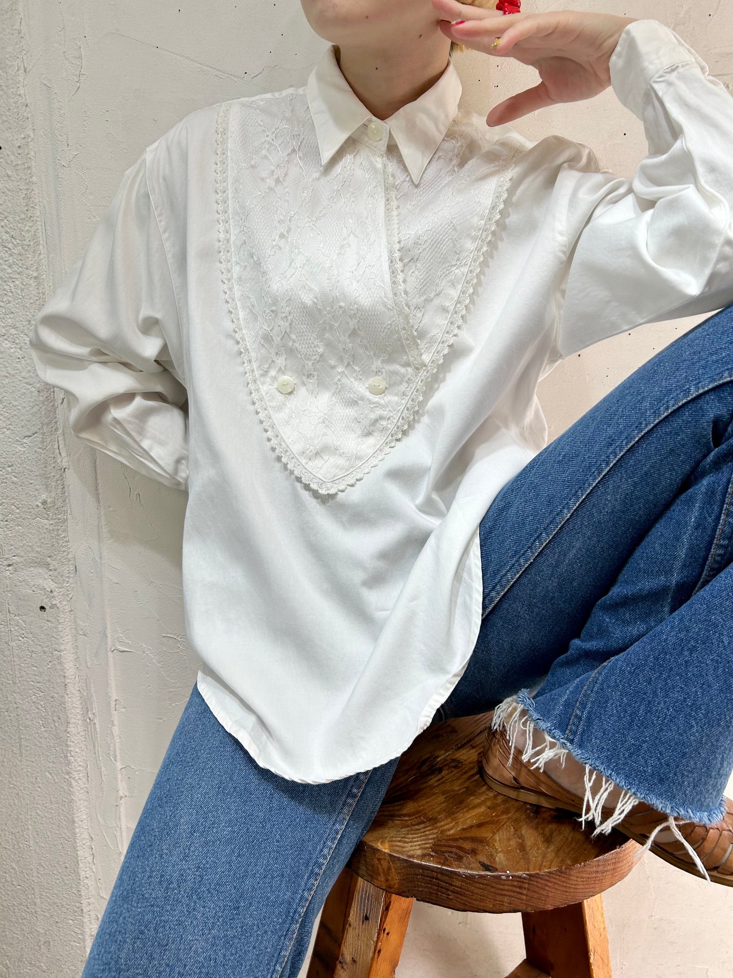 Vintage White Cotton Blouse [C26474]