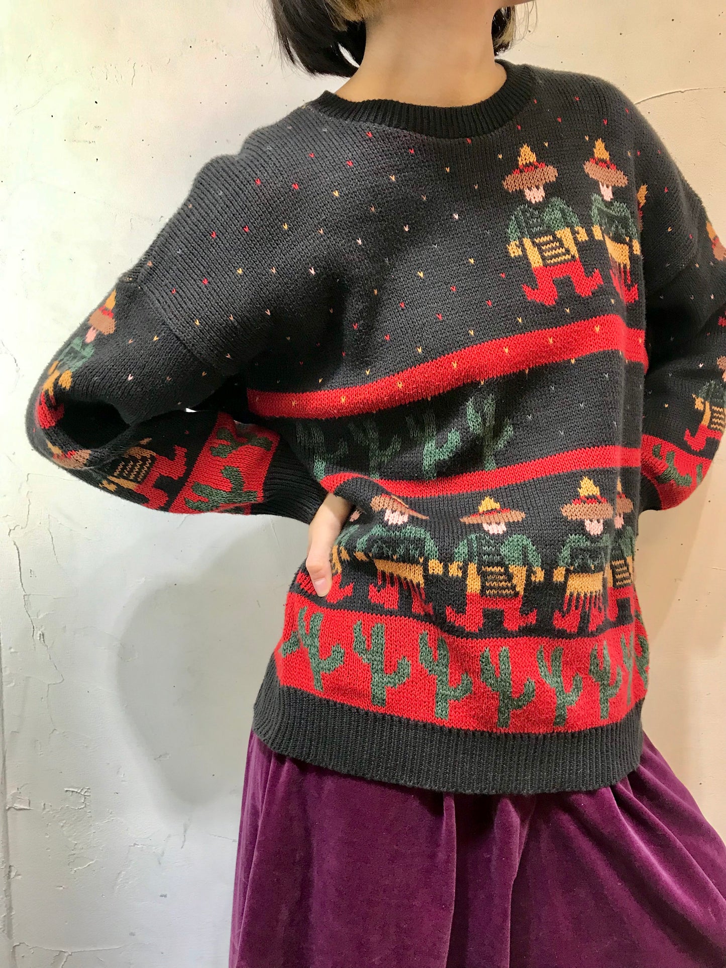 Vintage Cotton Knit Sweater MADE IN USA [K25435]