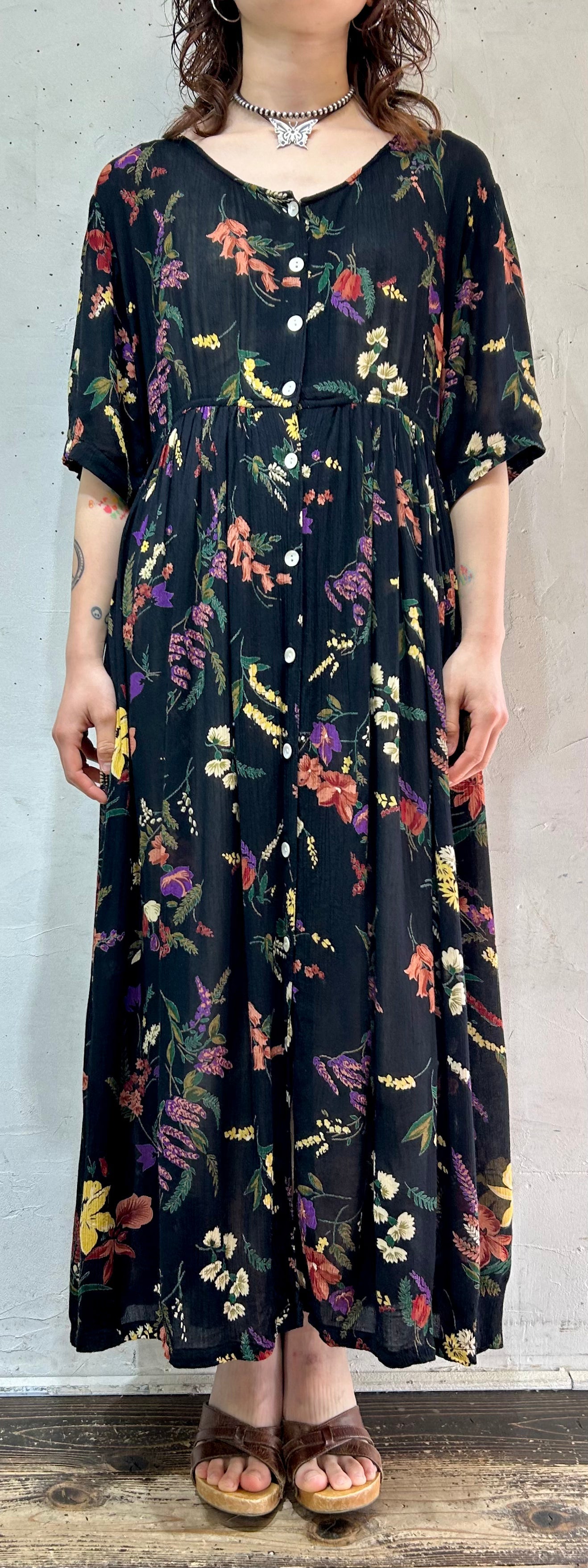Vintage Indian Rayon Dress 〜LA CERA〜 [D26812]