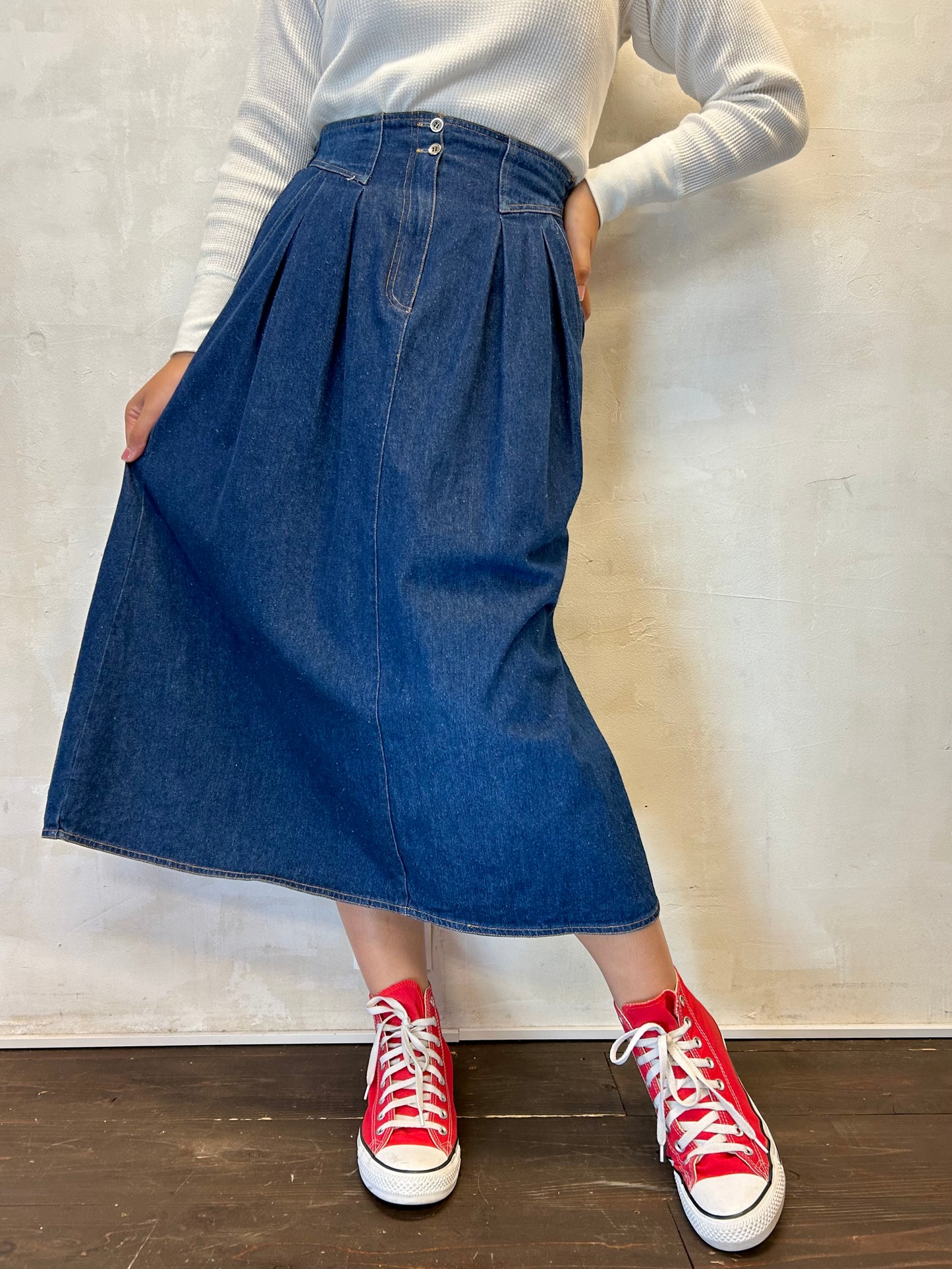 Vintage Denim Skirt 〜LESLIE FAY〜 [I28336]