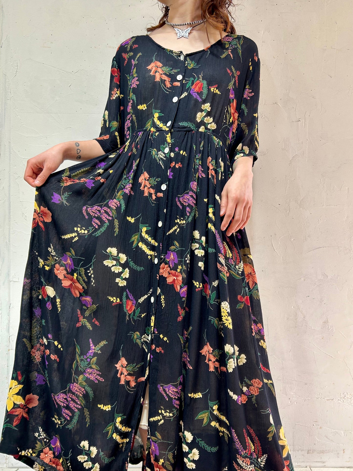 Vintage Indian Rayon Dress 〜LA CERA〜 [D26812]