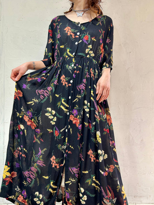 Vintage Indian Rayon Dress 〜LA CERA〜 [D26812]