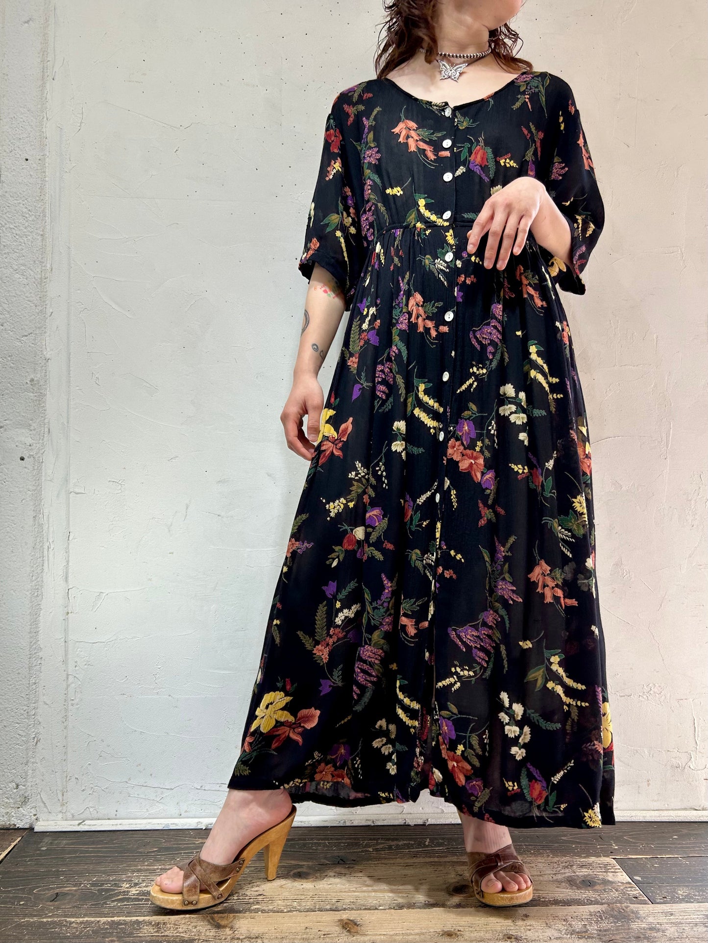 Vintage Indian Rayon Dress 〜LA CERA〜 [D26812]