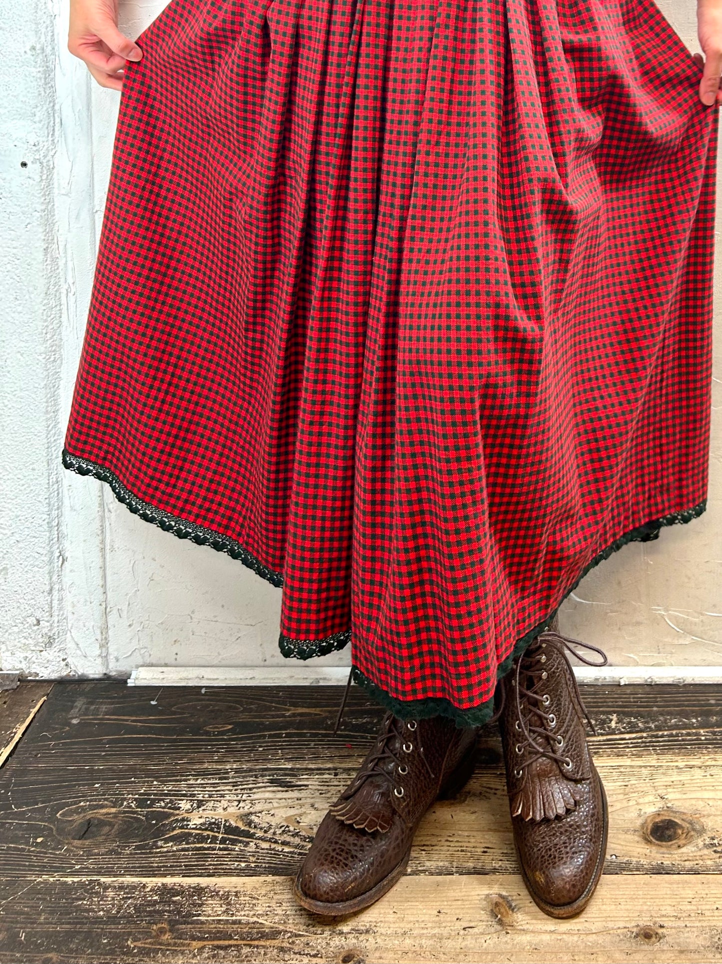 Vintage Plaid Skirt  [K29010]