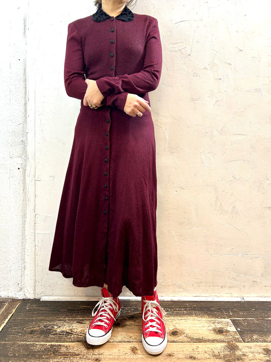 Vintage Knit Dress MADE IN USA  [J28782]
