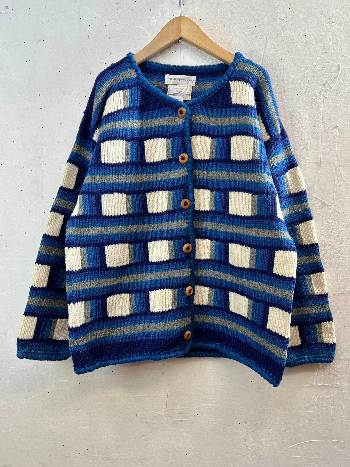 Vintage Knit Cardigan Hand Made In Bolivia [A29233]