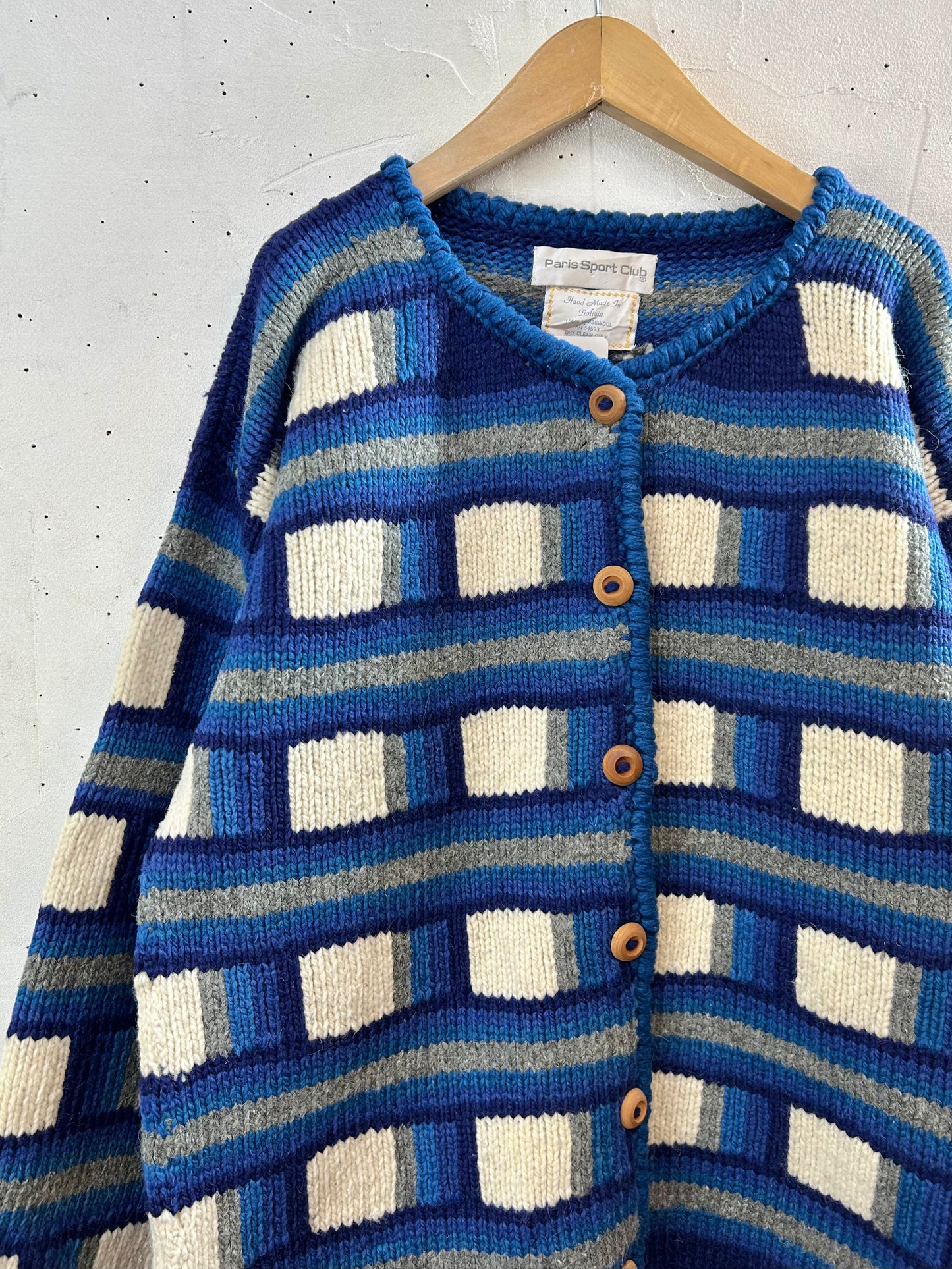 Vintage Knit Cardigan Hand Made In Bolivia [A29233]