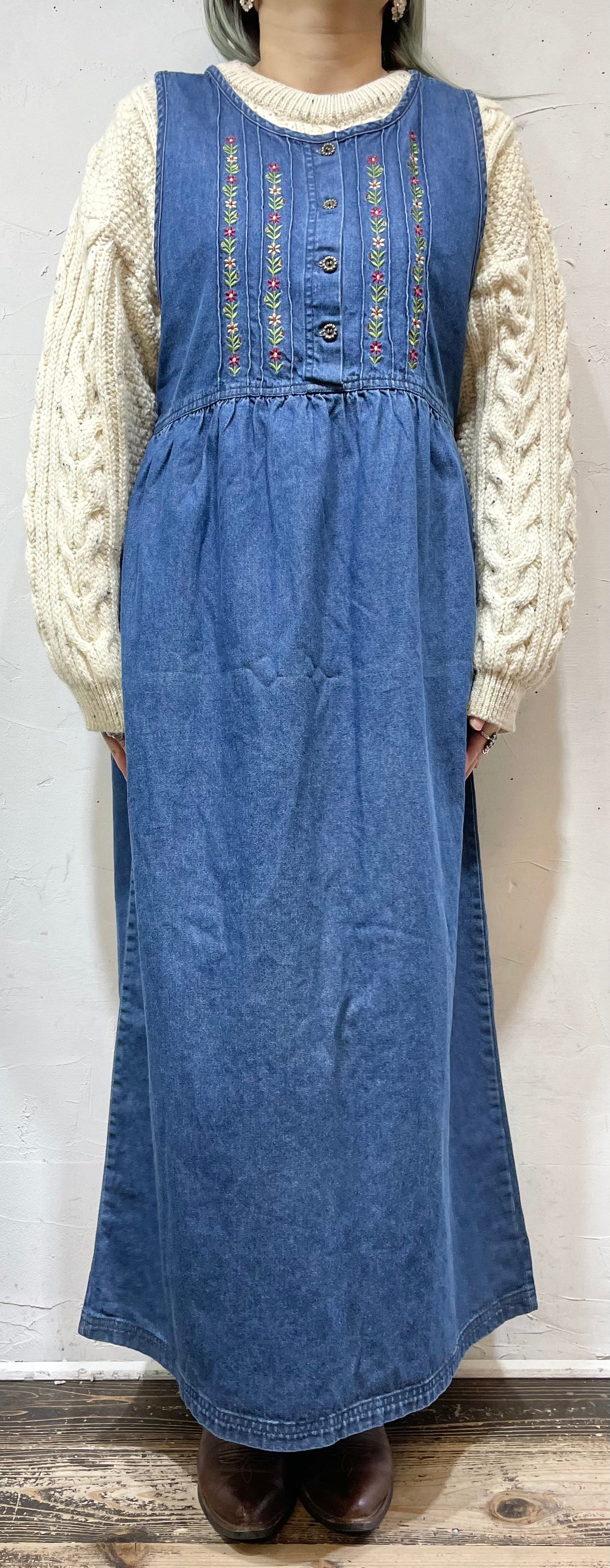 Vintage Denim Over Dress Dead Stock [A25997]