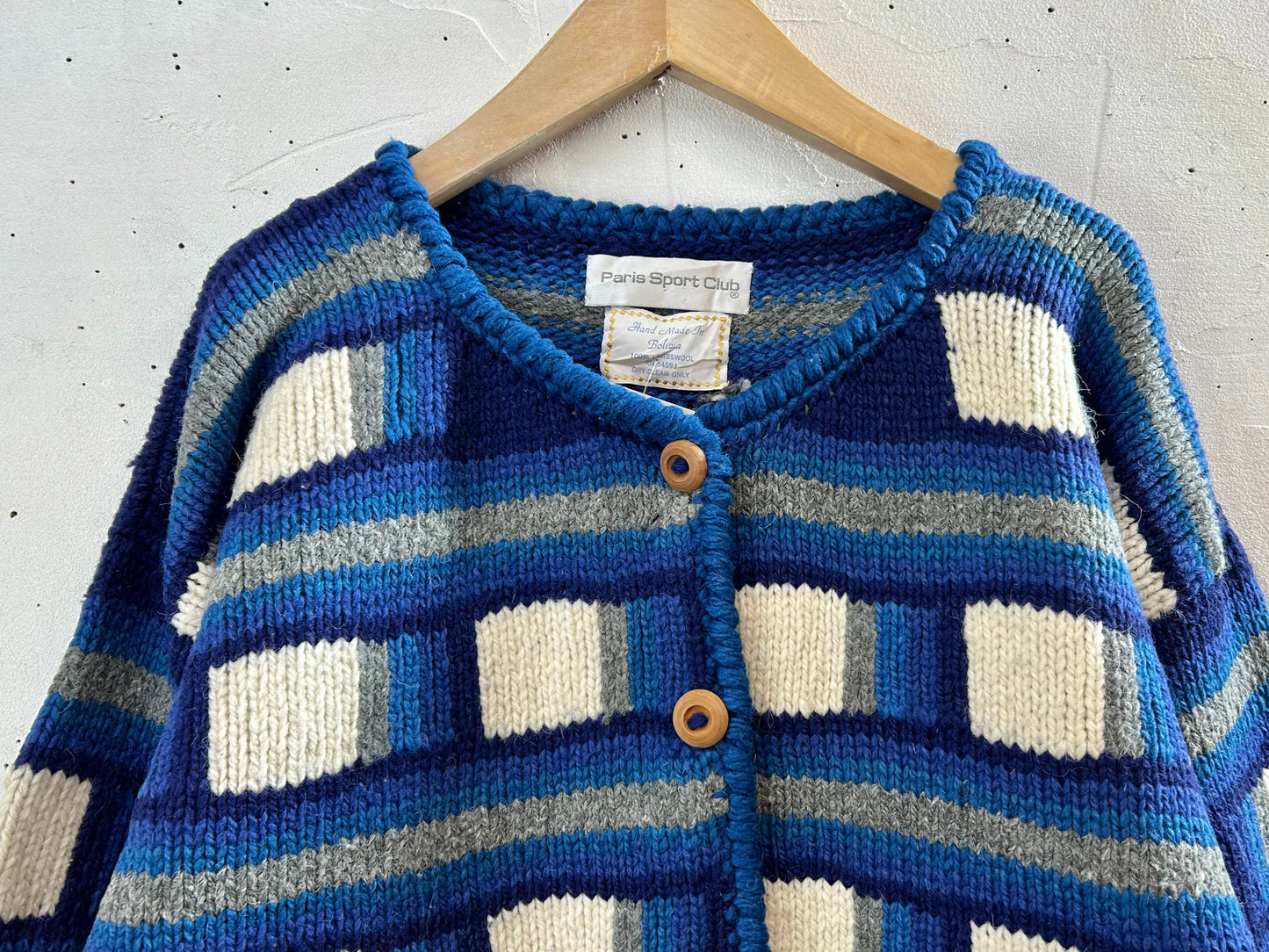 Vintage Knit Cardigan Hand Made In Bolivia [A29233]