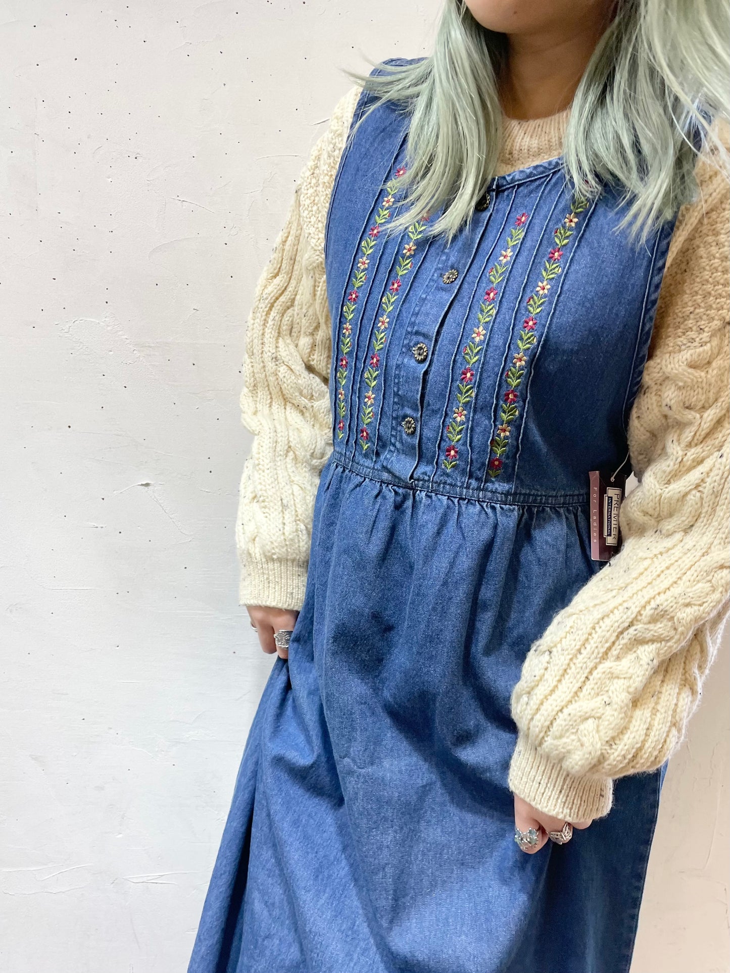 Vintage Denim Over Dress Dead Stock [A25997]