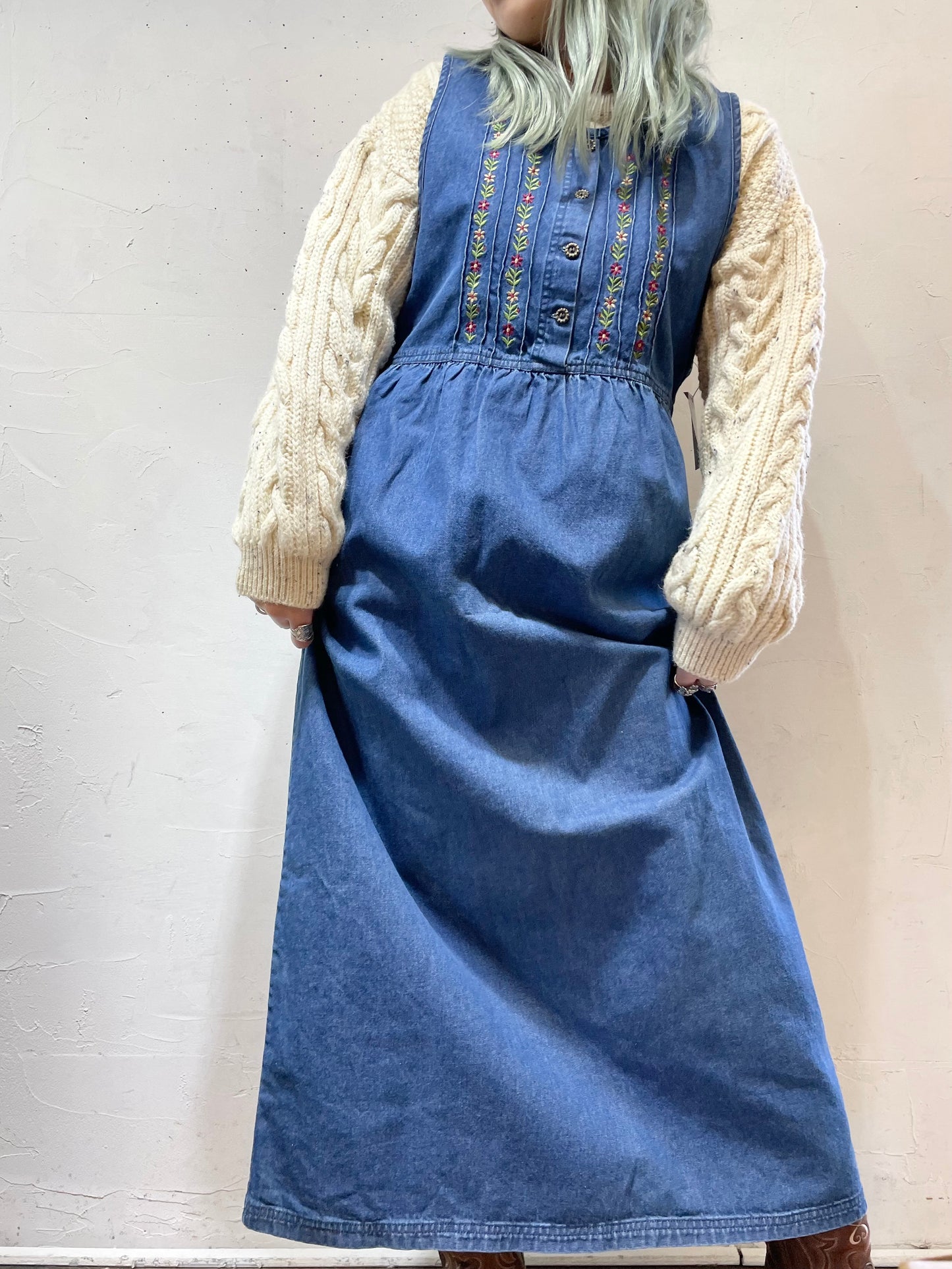 Vintage Denim Over Dress Dead Stock [A25997]