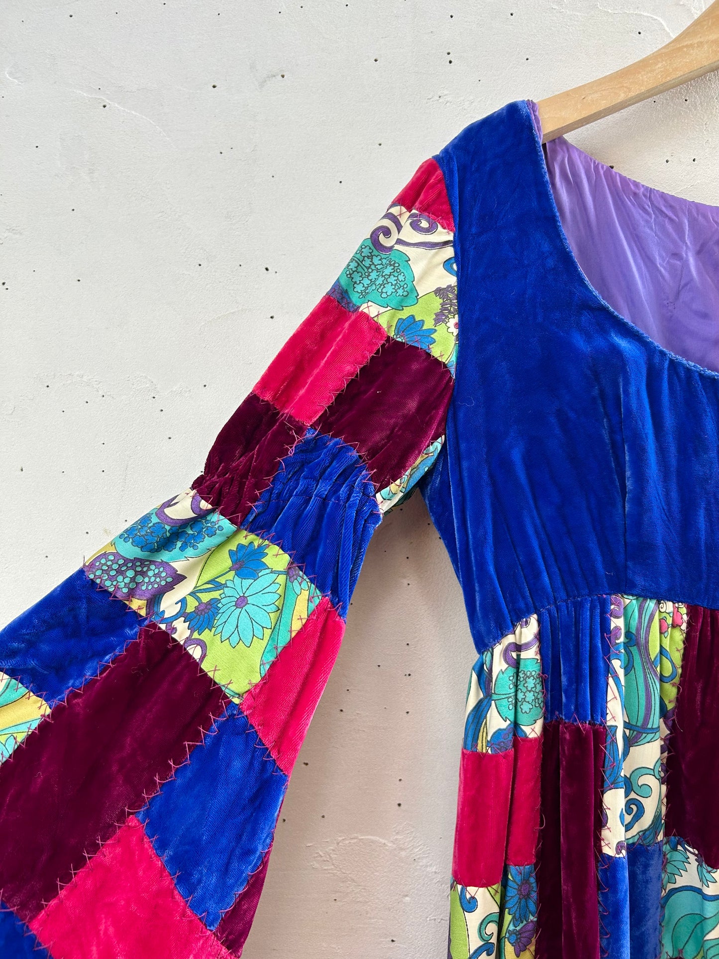 '60s-’70s Vintage Patchwork Dress [A29228]