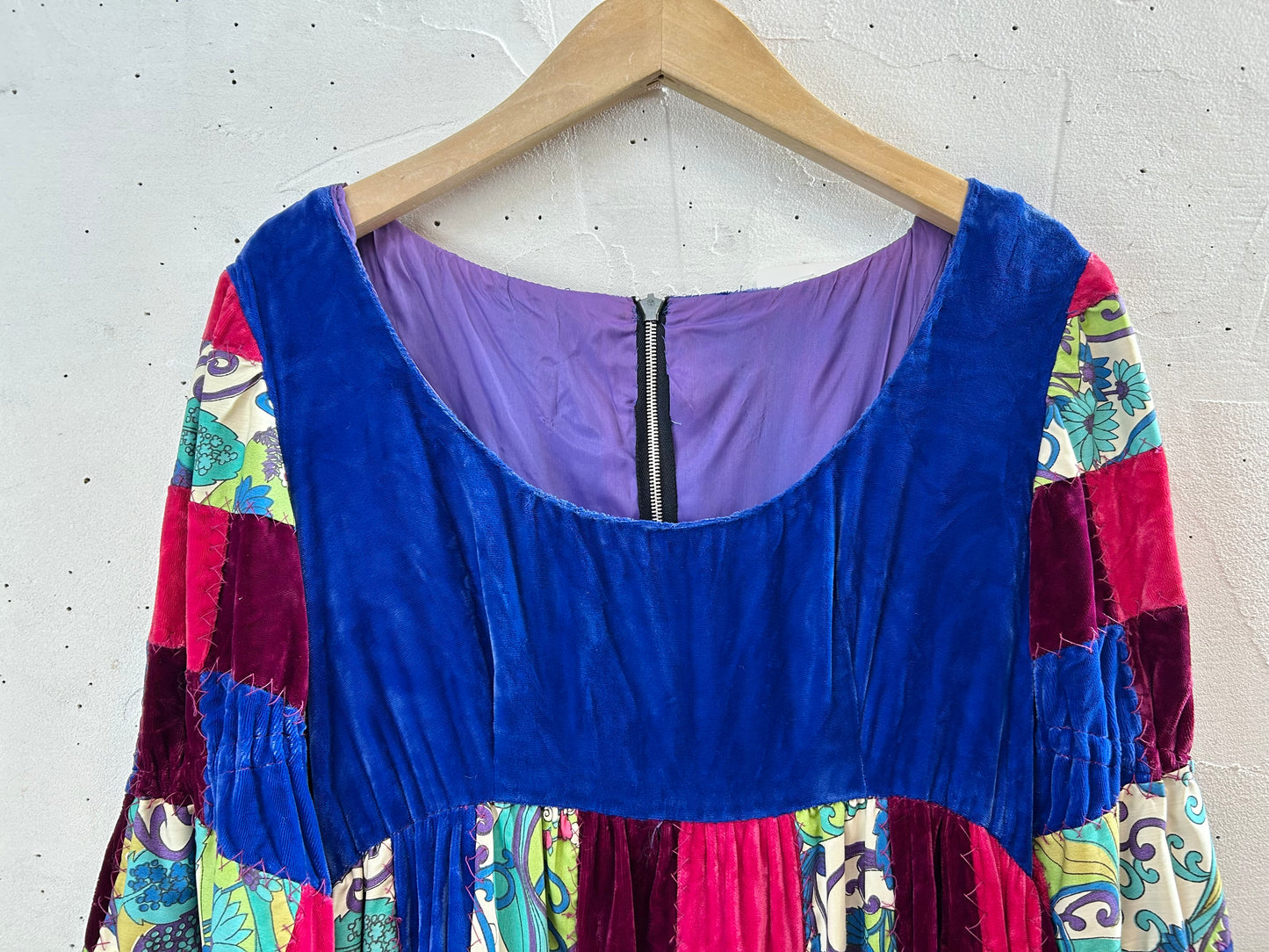 '60s-’70s Vintage Patchwork Dress [A29228]