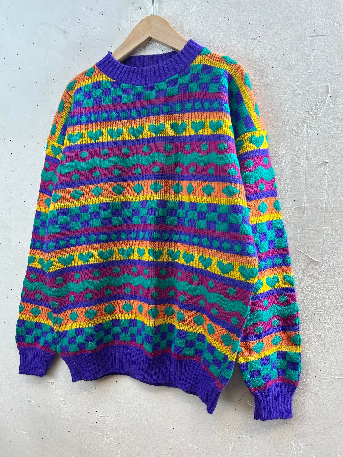 ’80s Vintage Fancy Knit Sweater MADE IN USA［B29457]