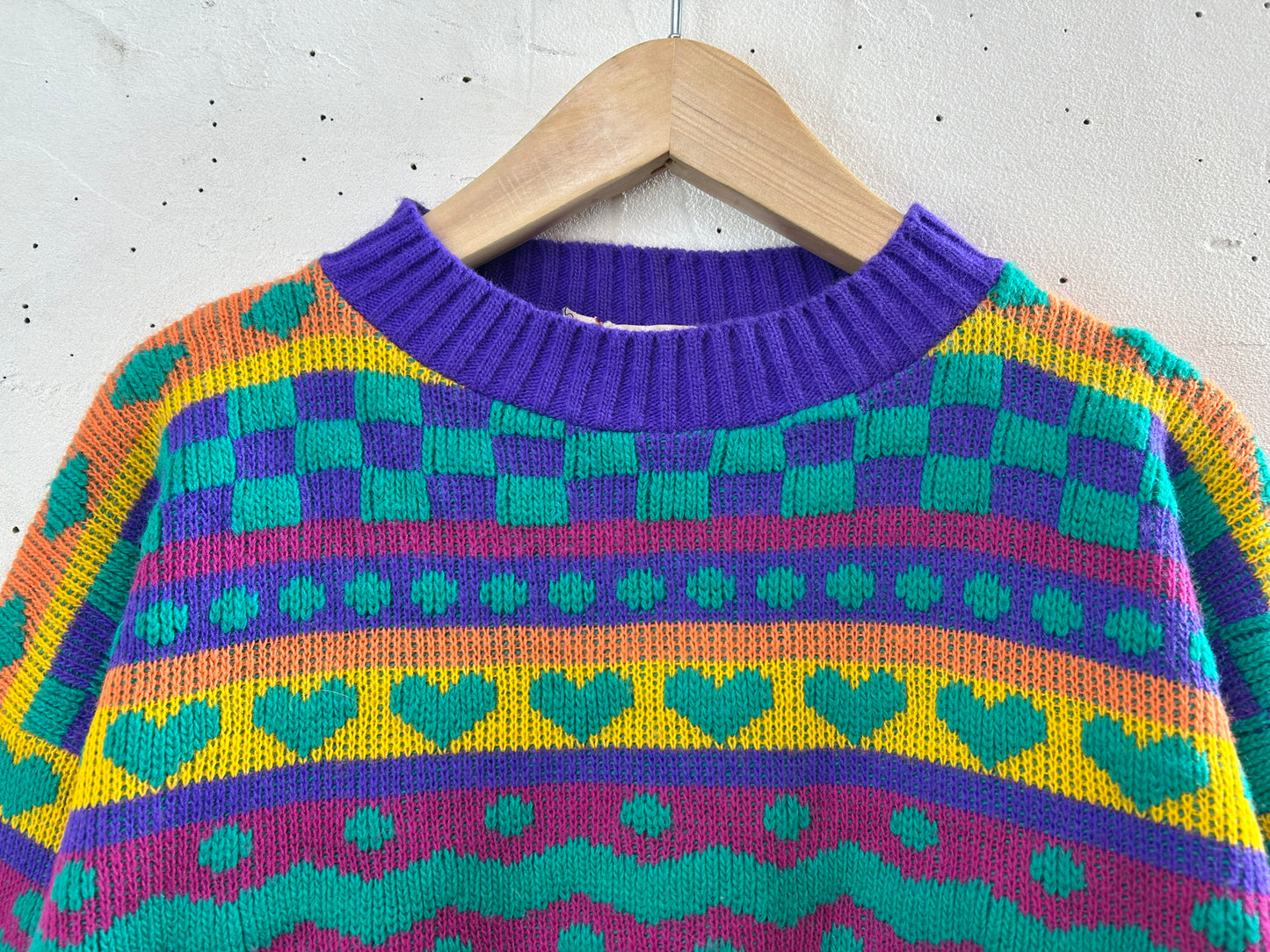 ’80s Vintage Fancy Knit Sweater MADE IN USA［B29457]