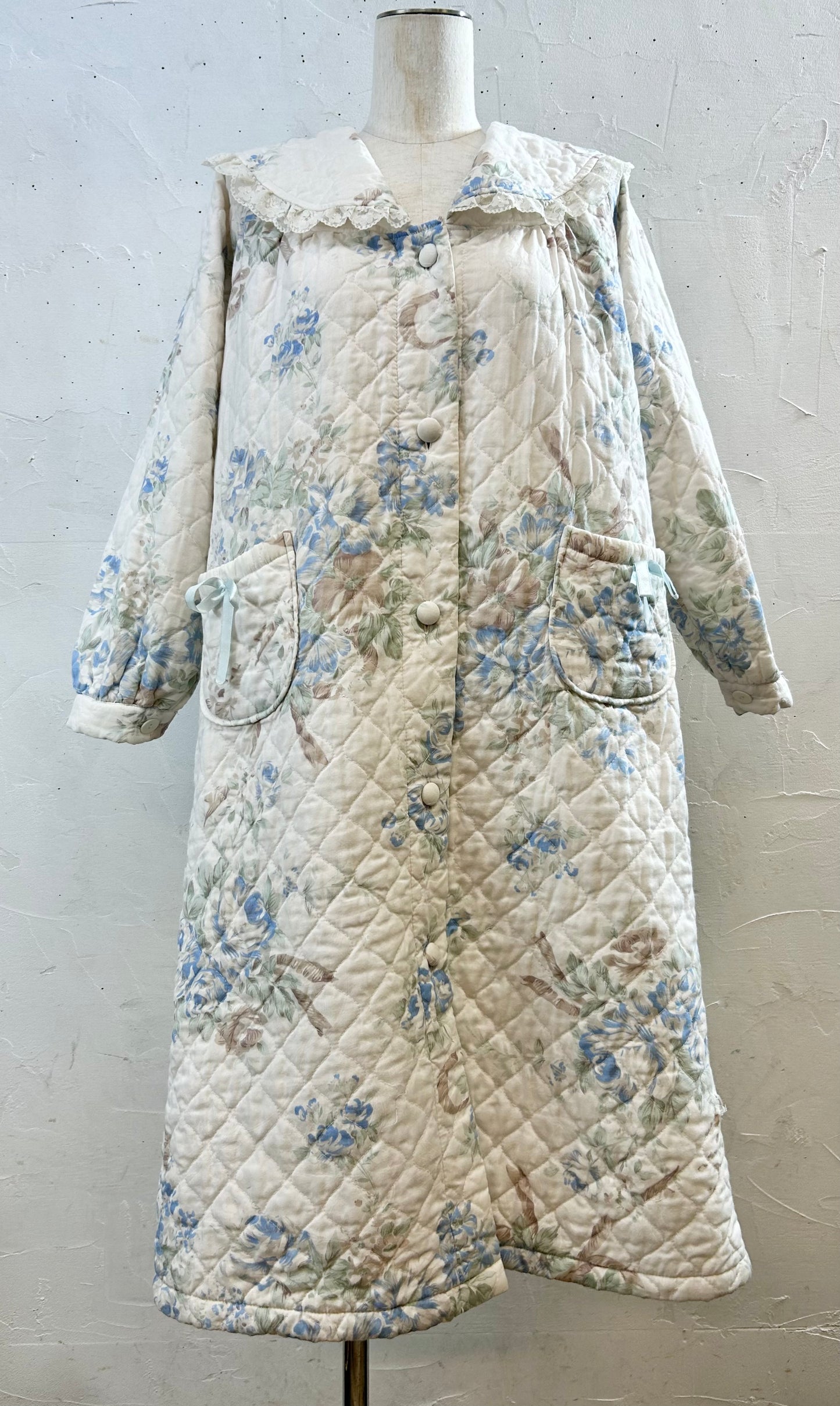 ’70s Vintage Quilting Gown [I28563]