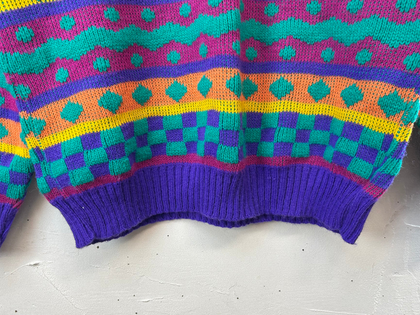 ’80s Vintage Fancy Knit Sweater MADE IN USA［B29457]