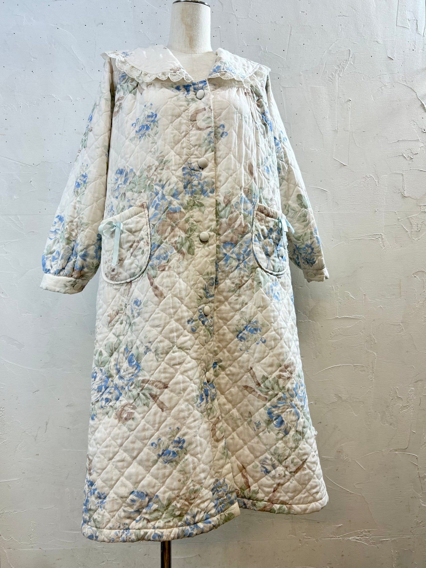 ’70s Vintage Quilting Gown [I28563]