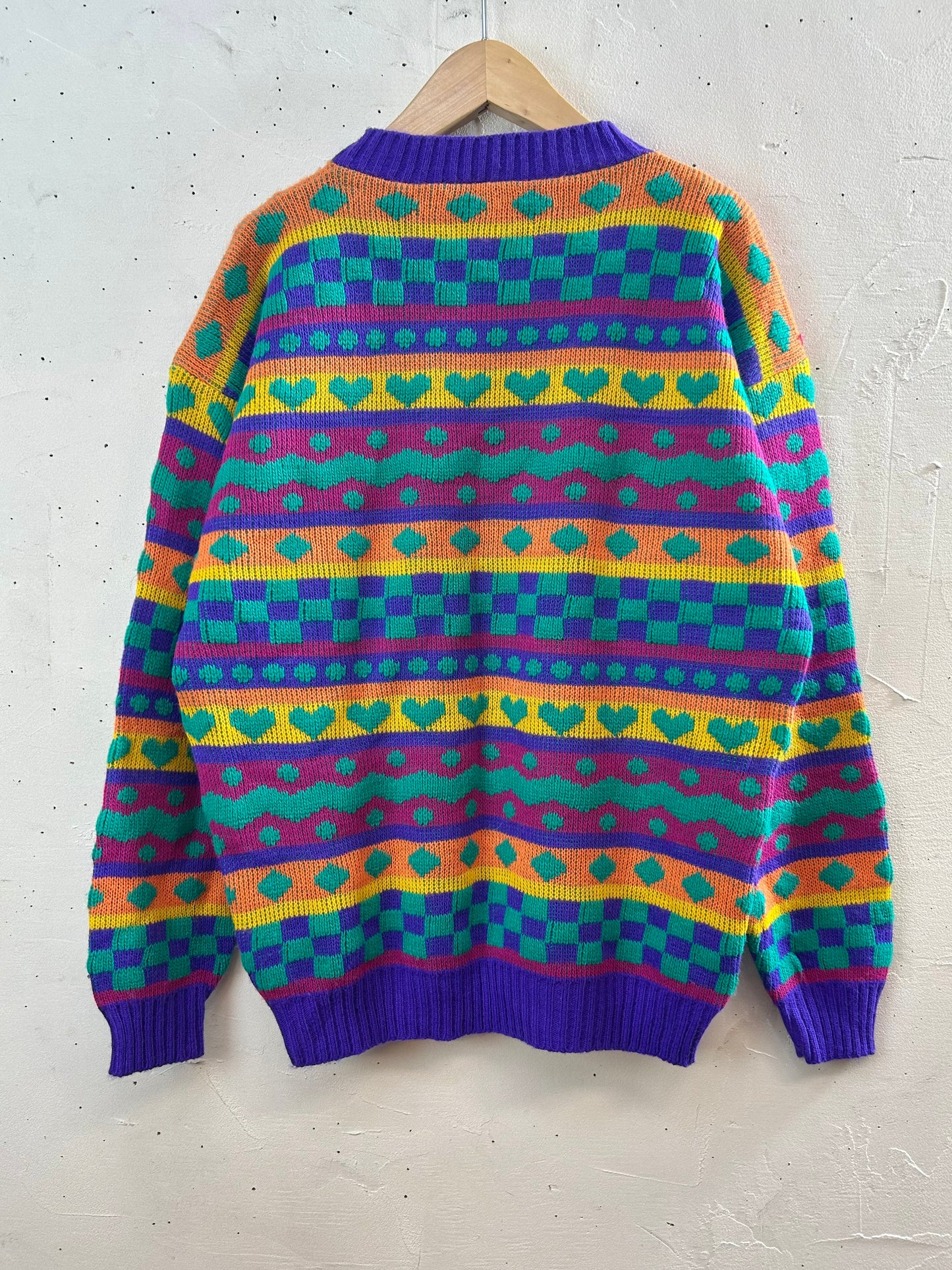 ’80s Vintage Fancy Knit Sweater MADE IN USA［B29457]