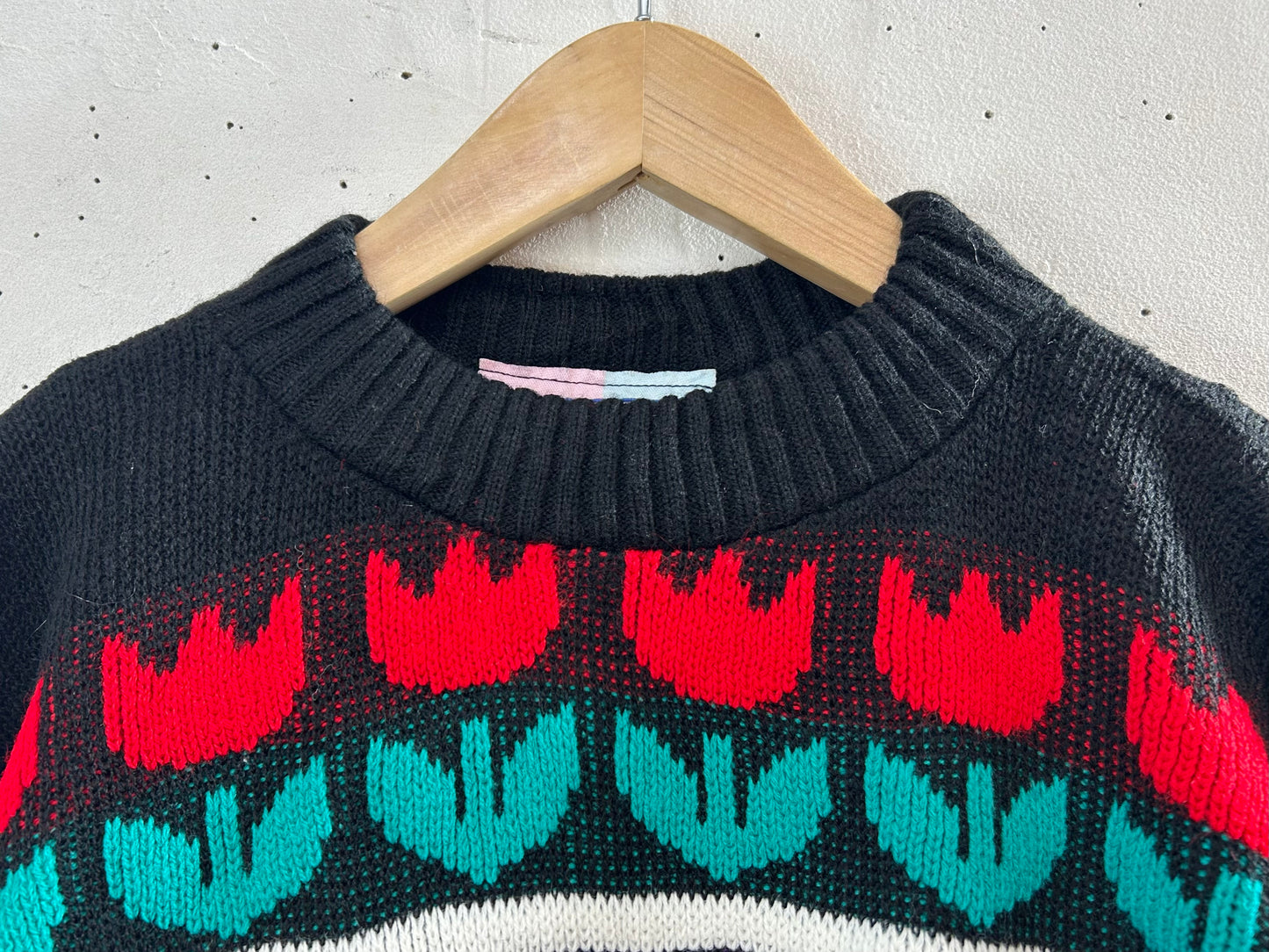 ’80s Vintage Fancy Knit Sweater MADE IN USA［B29456]