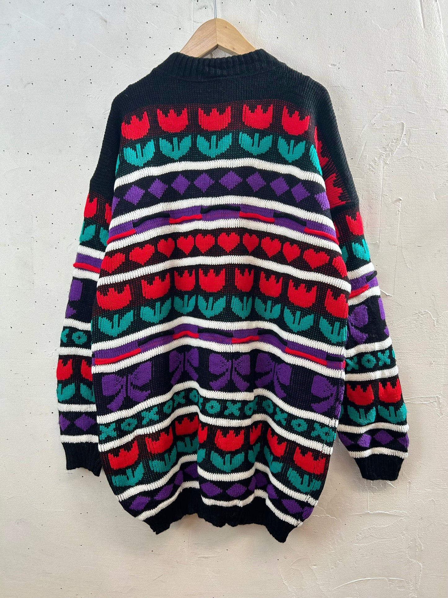 ’80s Vintage Fancy Knit Sweater MADE IN USA［B29456]