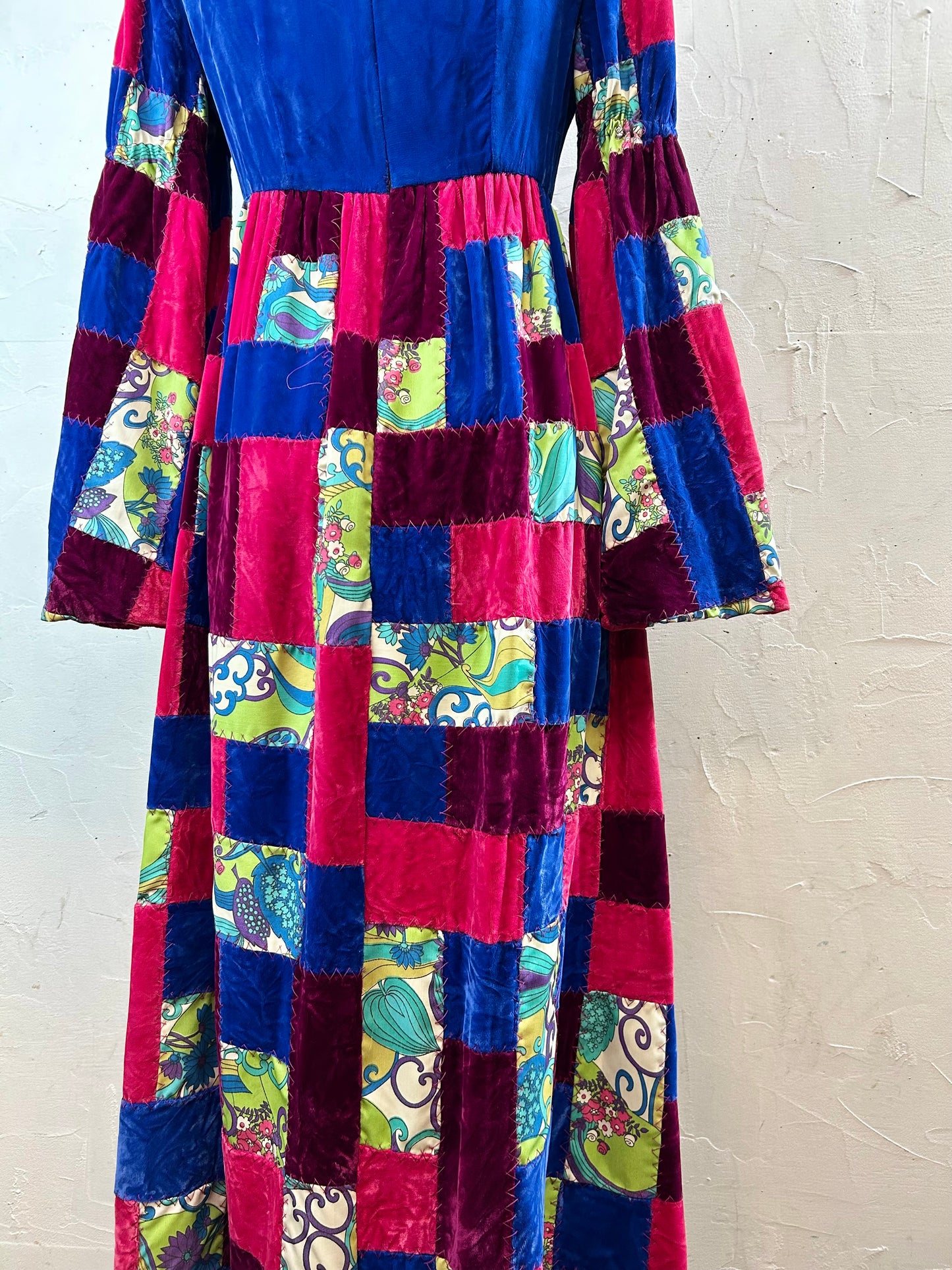 '60s-’70s Vintage Patchwork Dress [A29228]