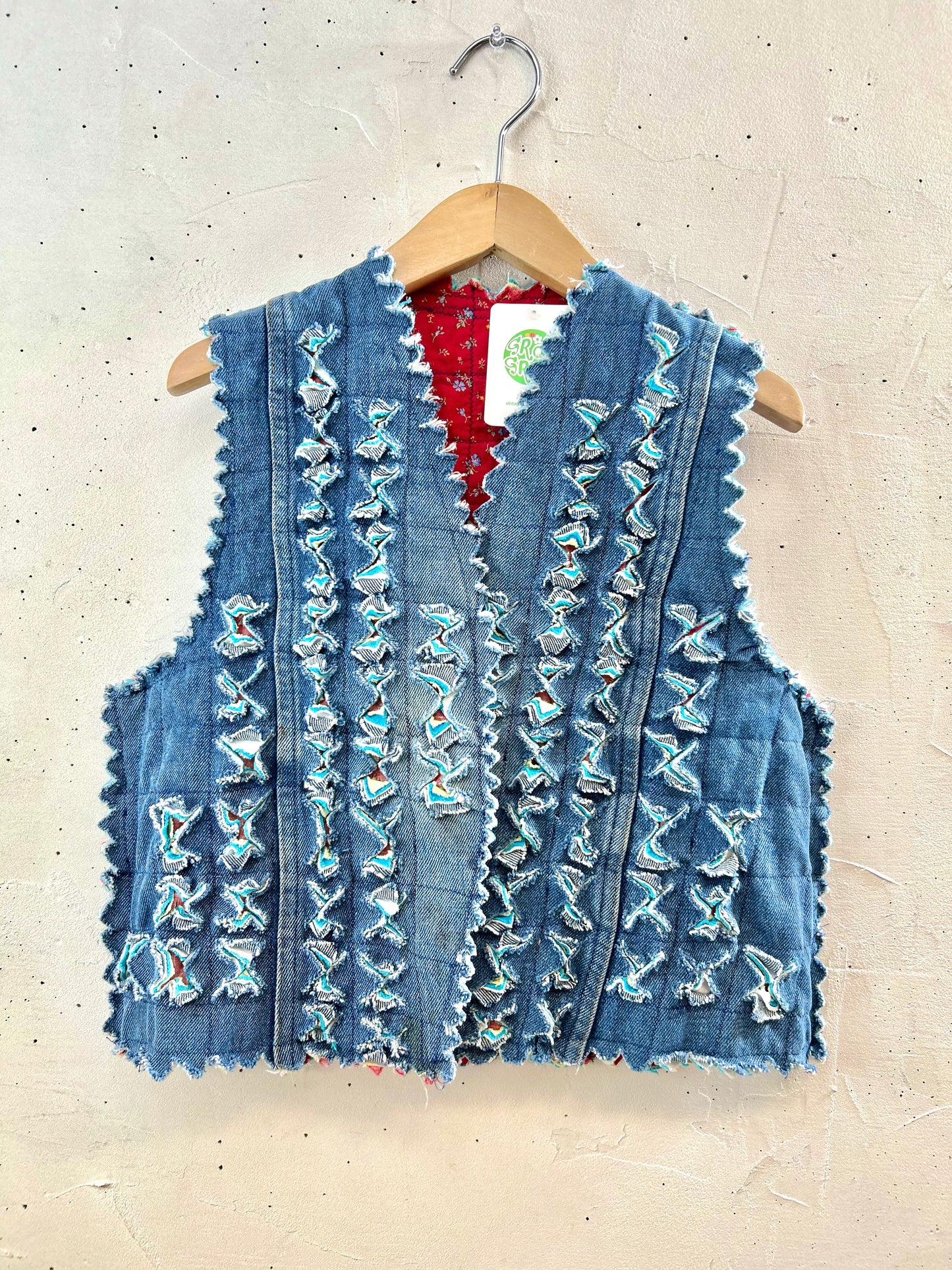 Vintage Denim Slash Quilt Vest [G30765]