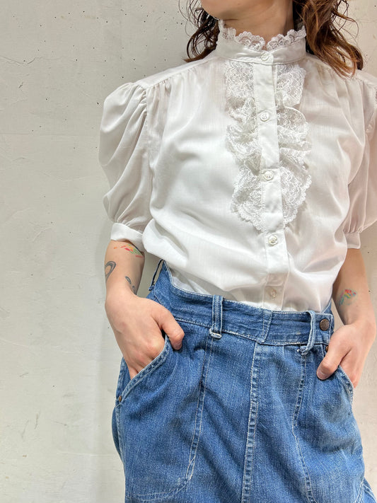 Vintage White Blouse 〜MADE IN USA〜 [D26806]