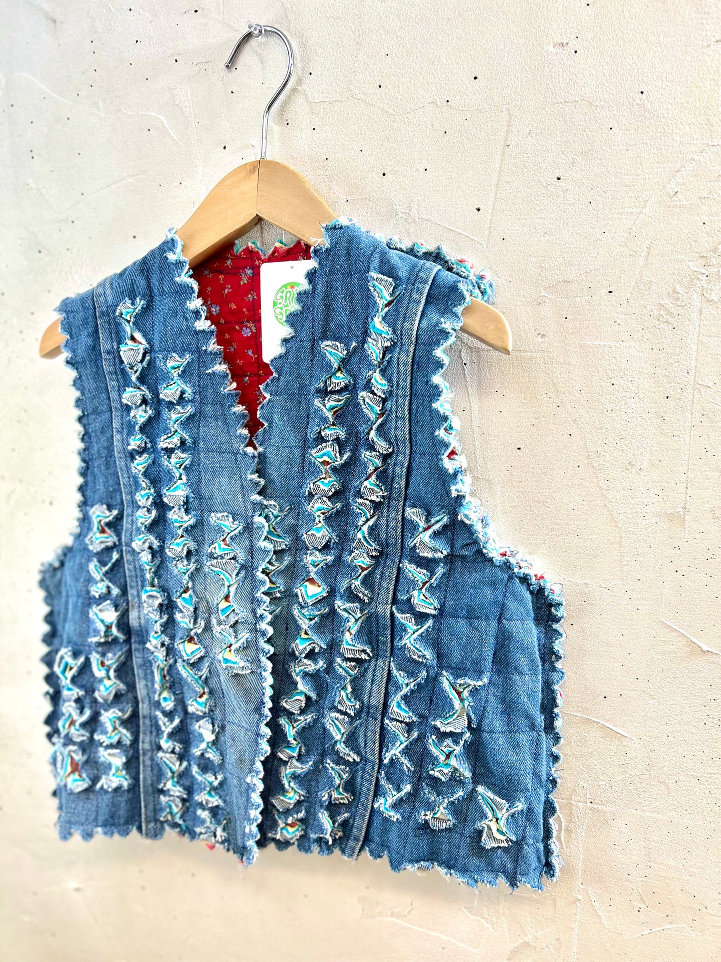 Vintage Denim Slash Quilt Vest [G30765]