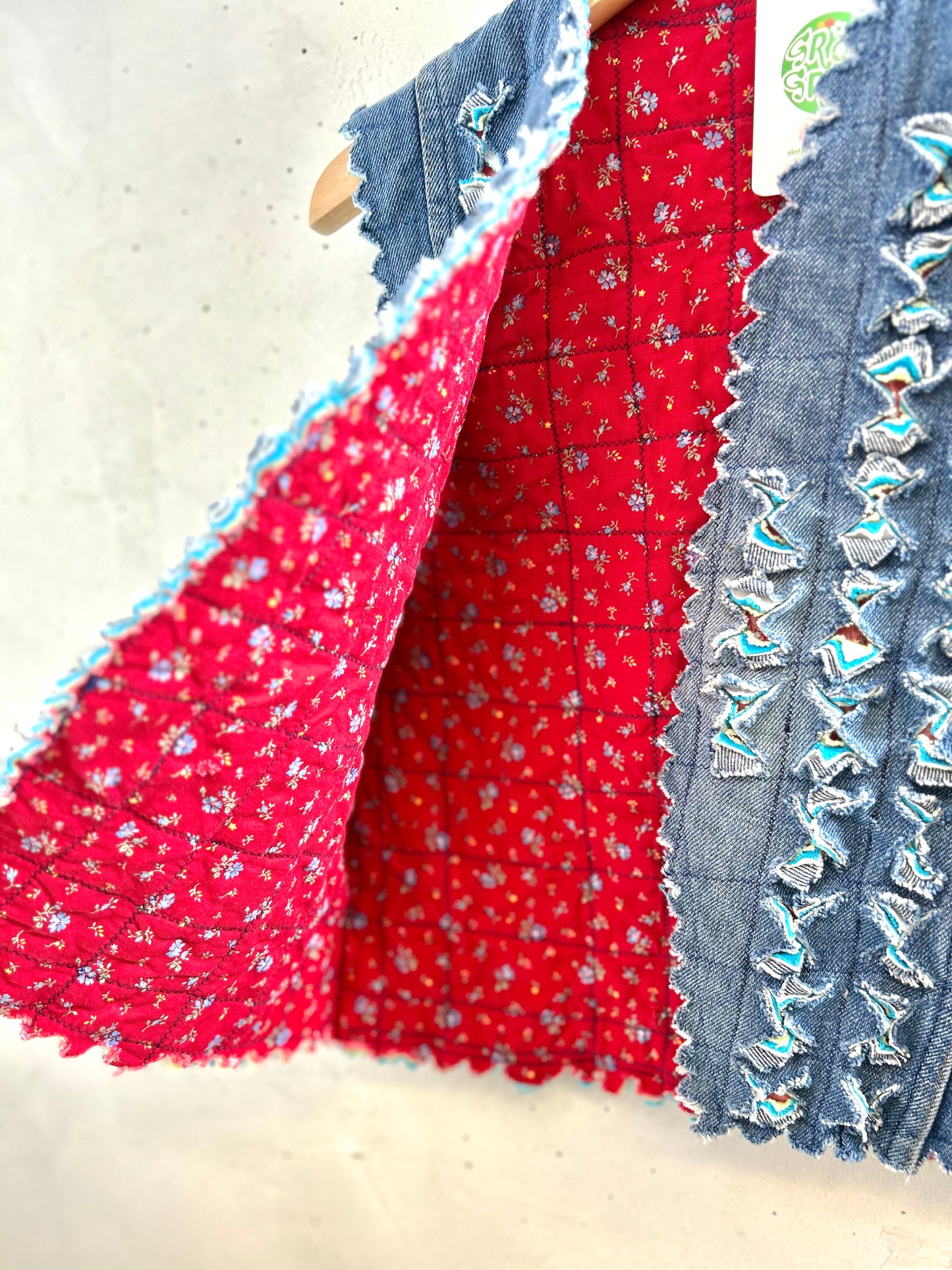 Vintage Denim Slash Quilt Vest [G30765]