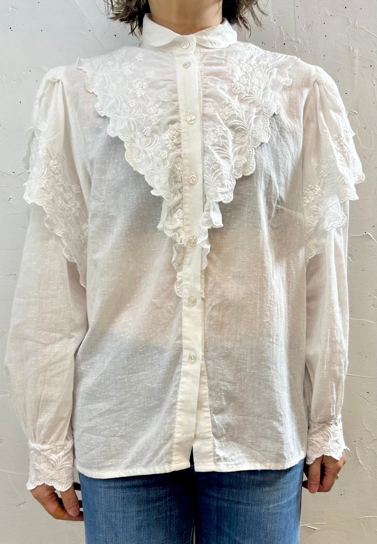 Vintage White Cotton Blouse [G27826]