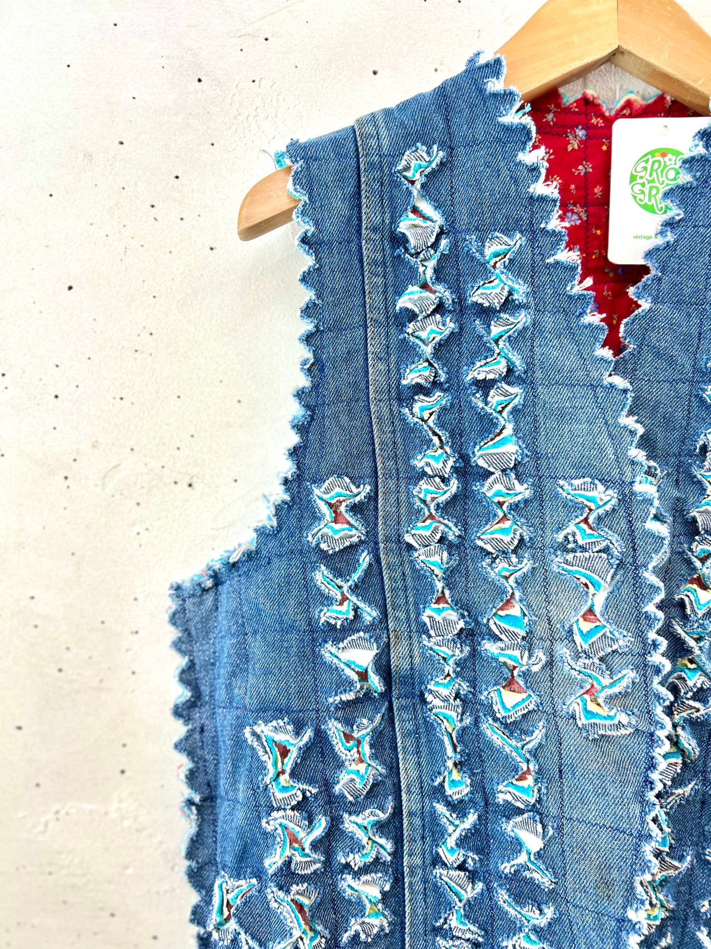 Vintage Denim Slash Quilt Vest [G30765]