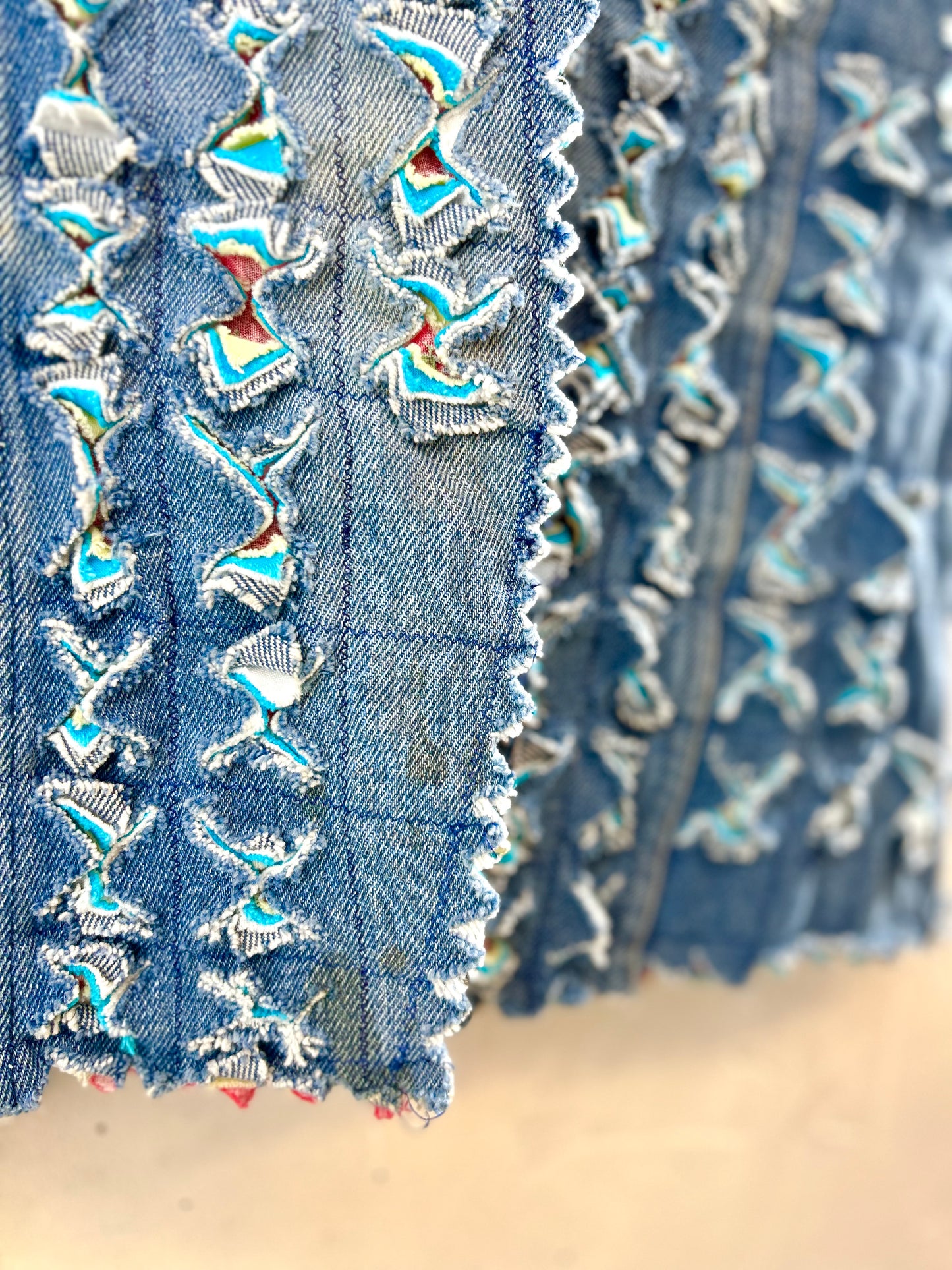 Vintage Denim Slash Quilt Vest [G30765]