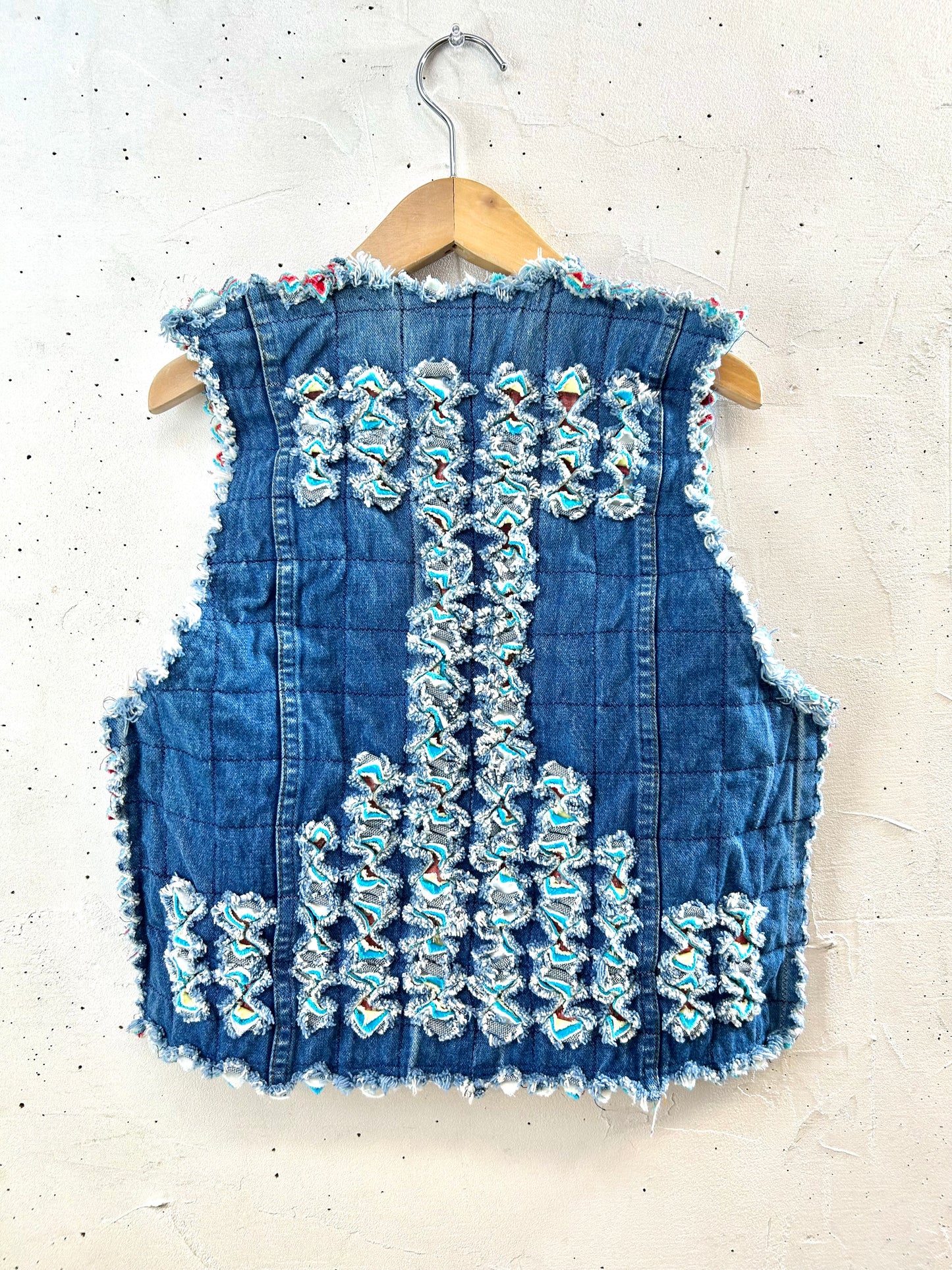 Vintage Denim Slash Quilt Vest [G30765]