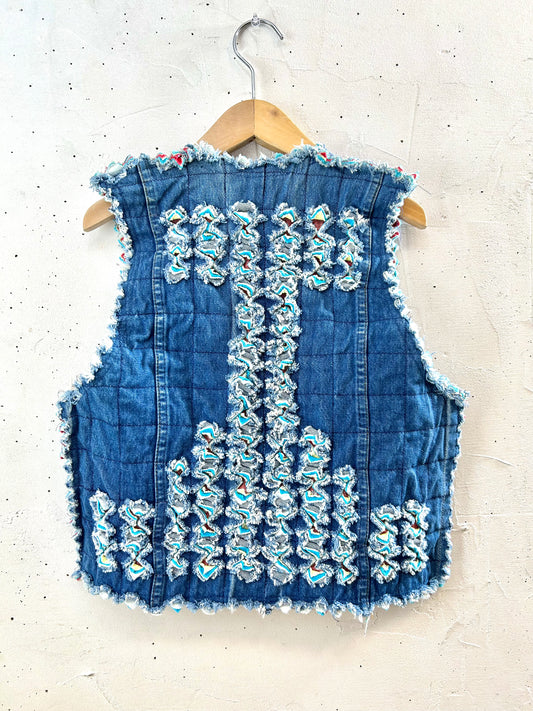 Vintage Denim Slash Quilt Vest [G30765]
