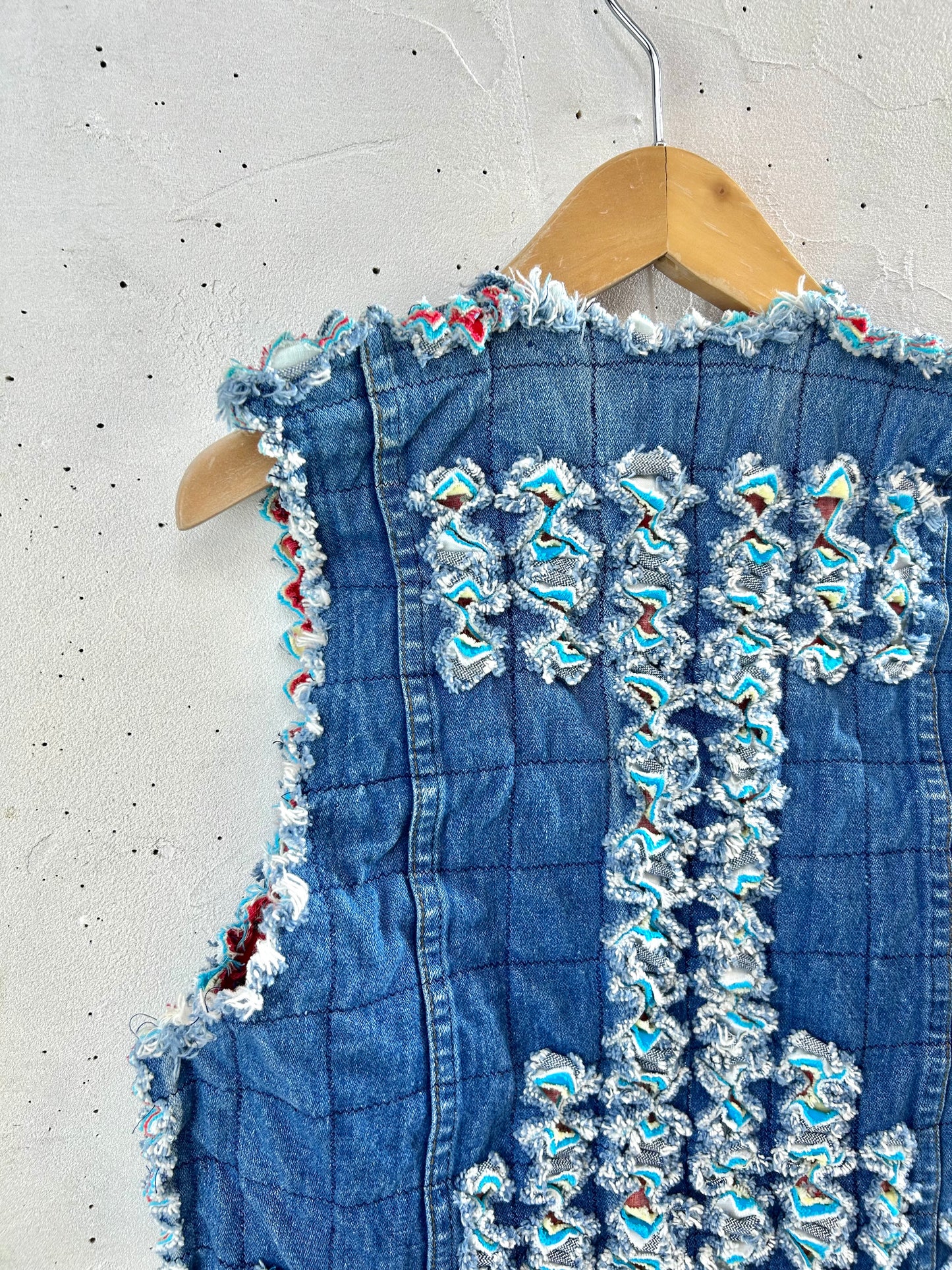 Vintage Denim Slash Quilt Vest [G30765]