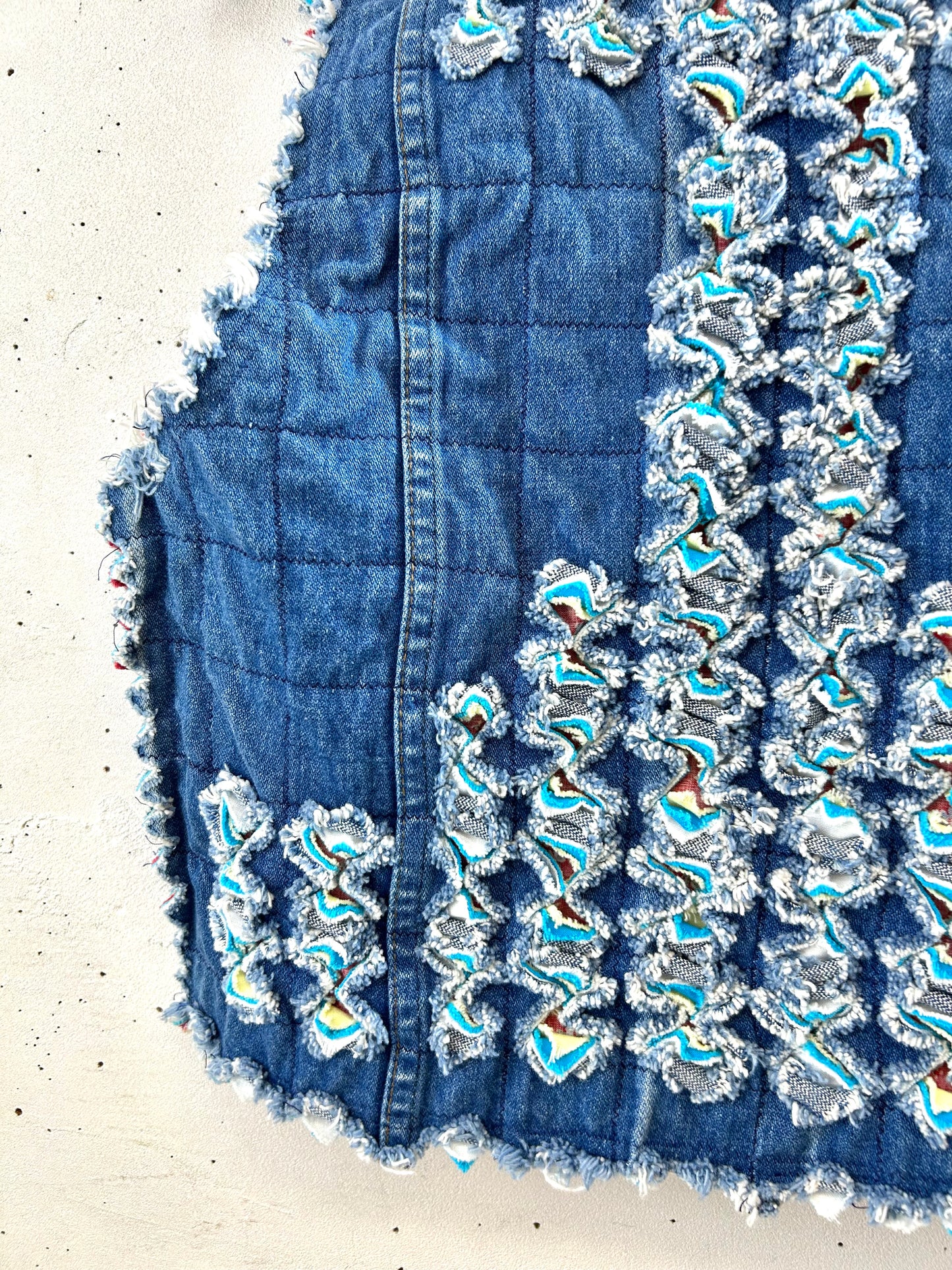 Vintage Denim Slash Quilt Vest [G30765]