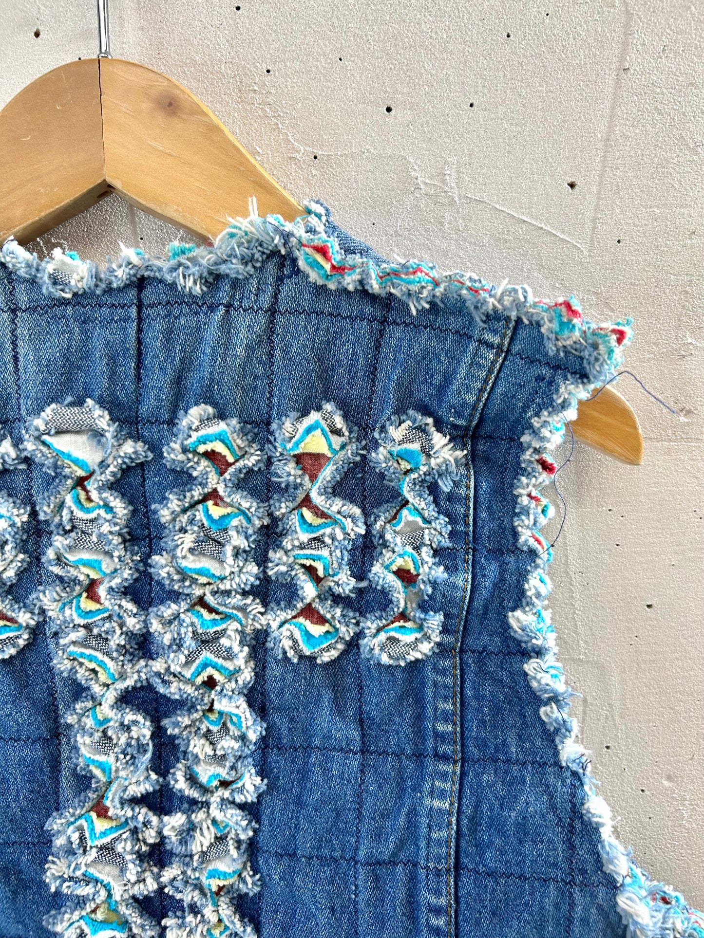 Vintage Denim Slash Quilt Vest [G30765]