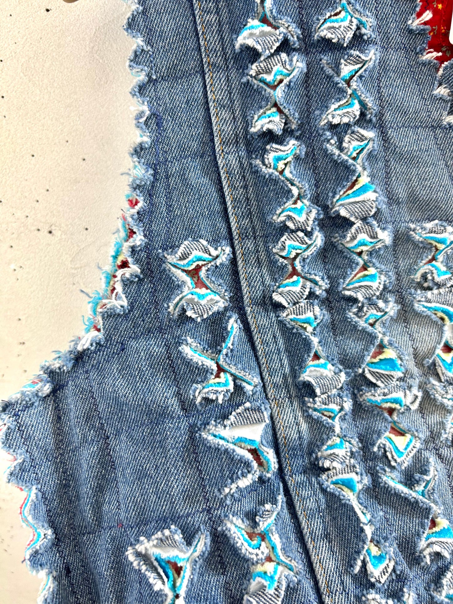 Vintage Denim Slash Quilt Vest [G30765]