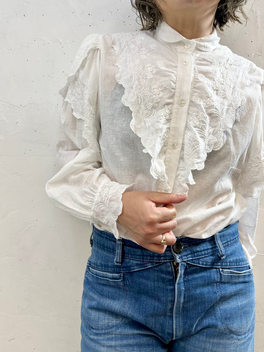 Vintage White Cotton Blouse [G27826]