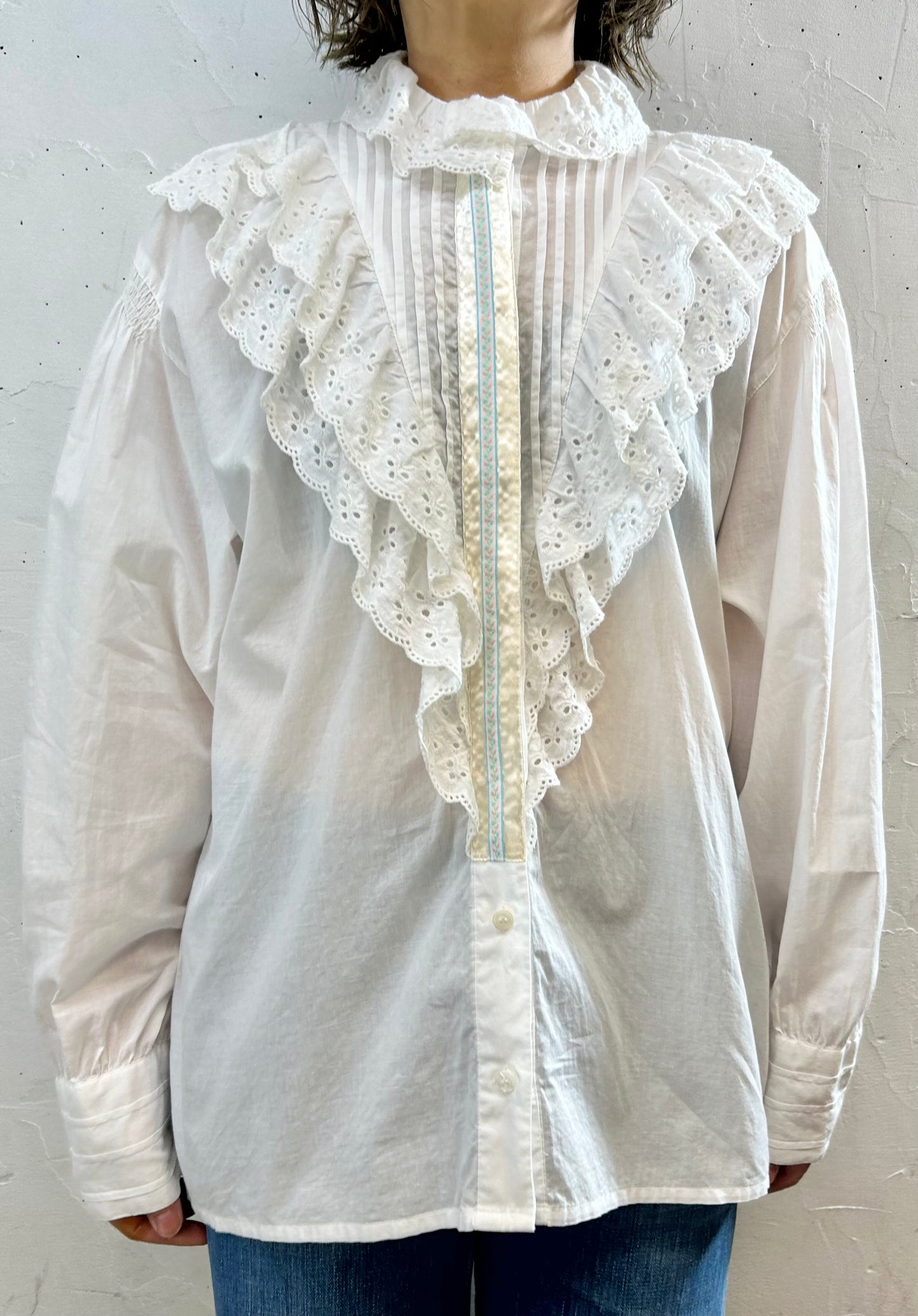 Vintage White Cotton Blouse 〜Betty Barclay〜 [G27824]