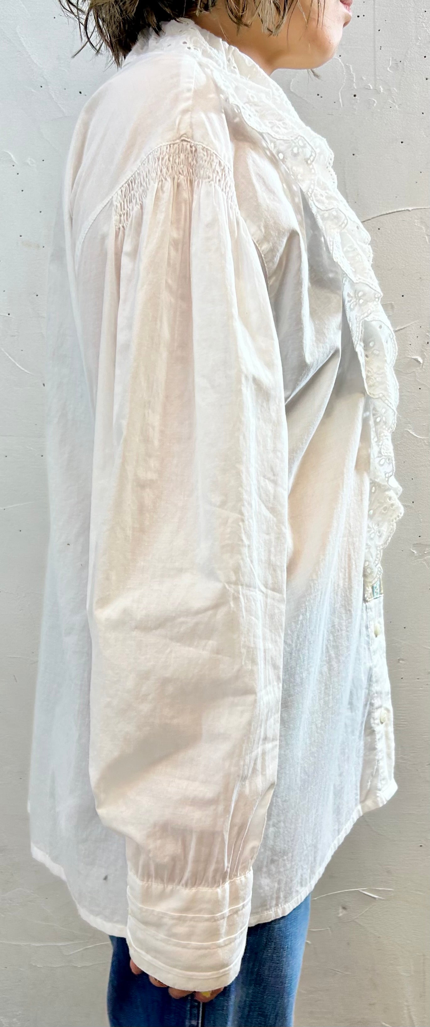 Vintage White Cotton Blouse 〜Betty Barclay〜 [G27824]