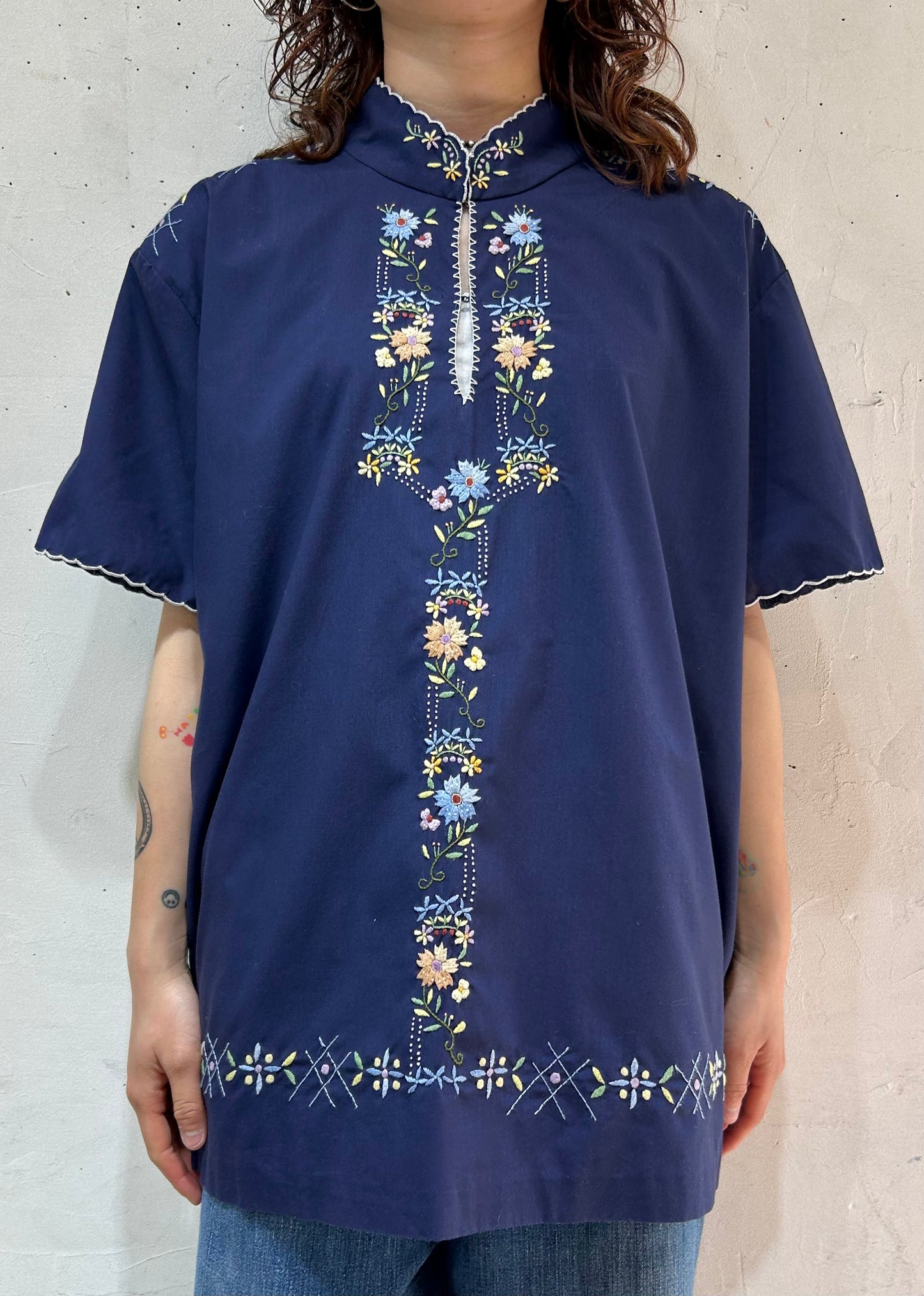 Vintage Flower Hand Embroidery Tunic [D26809]