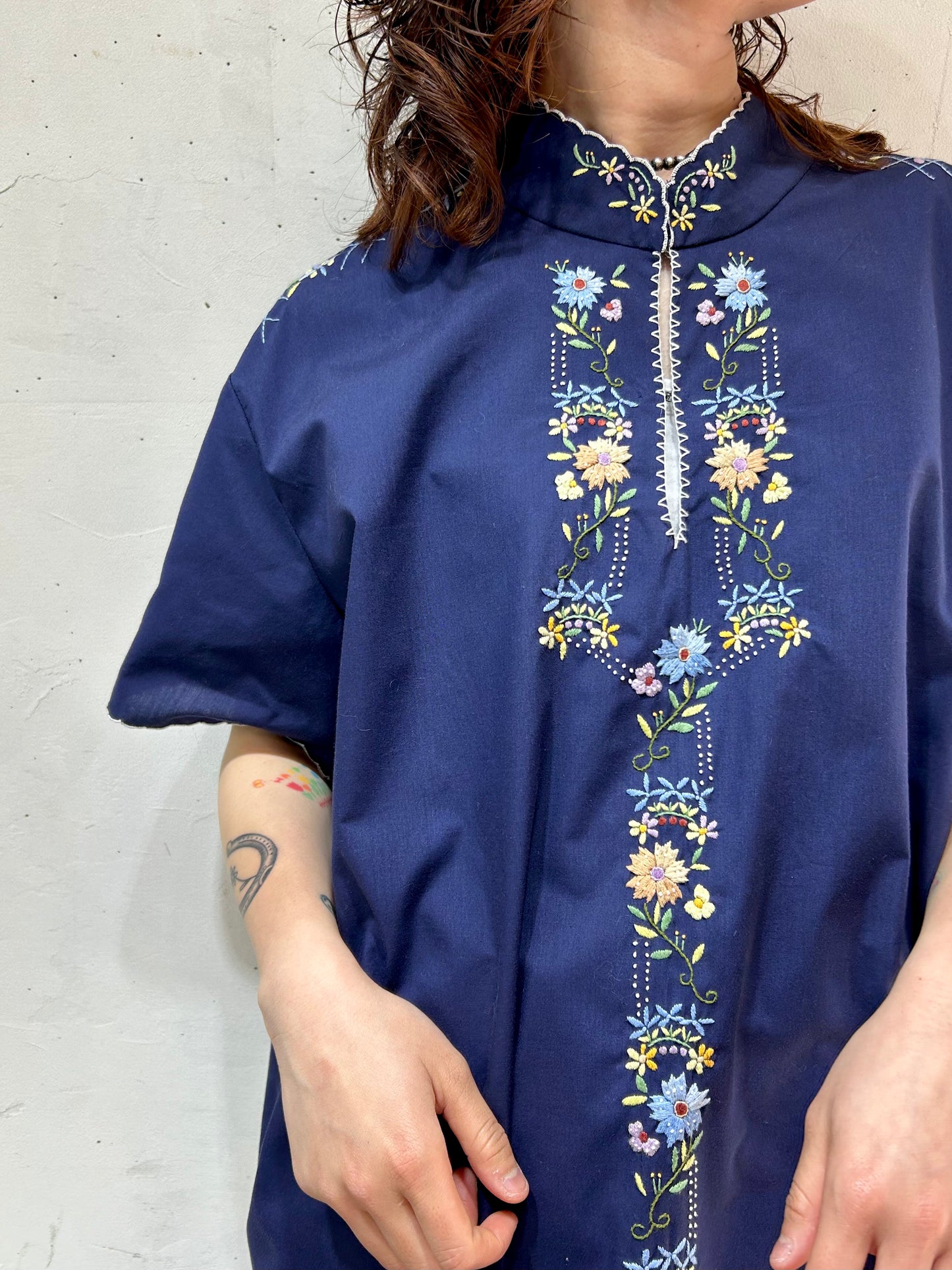 Vintage Flower Hand Embroidery Tunic [D26809]