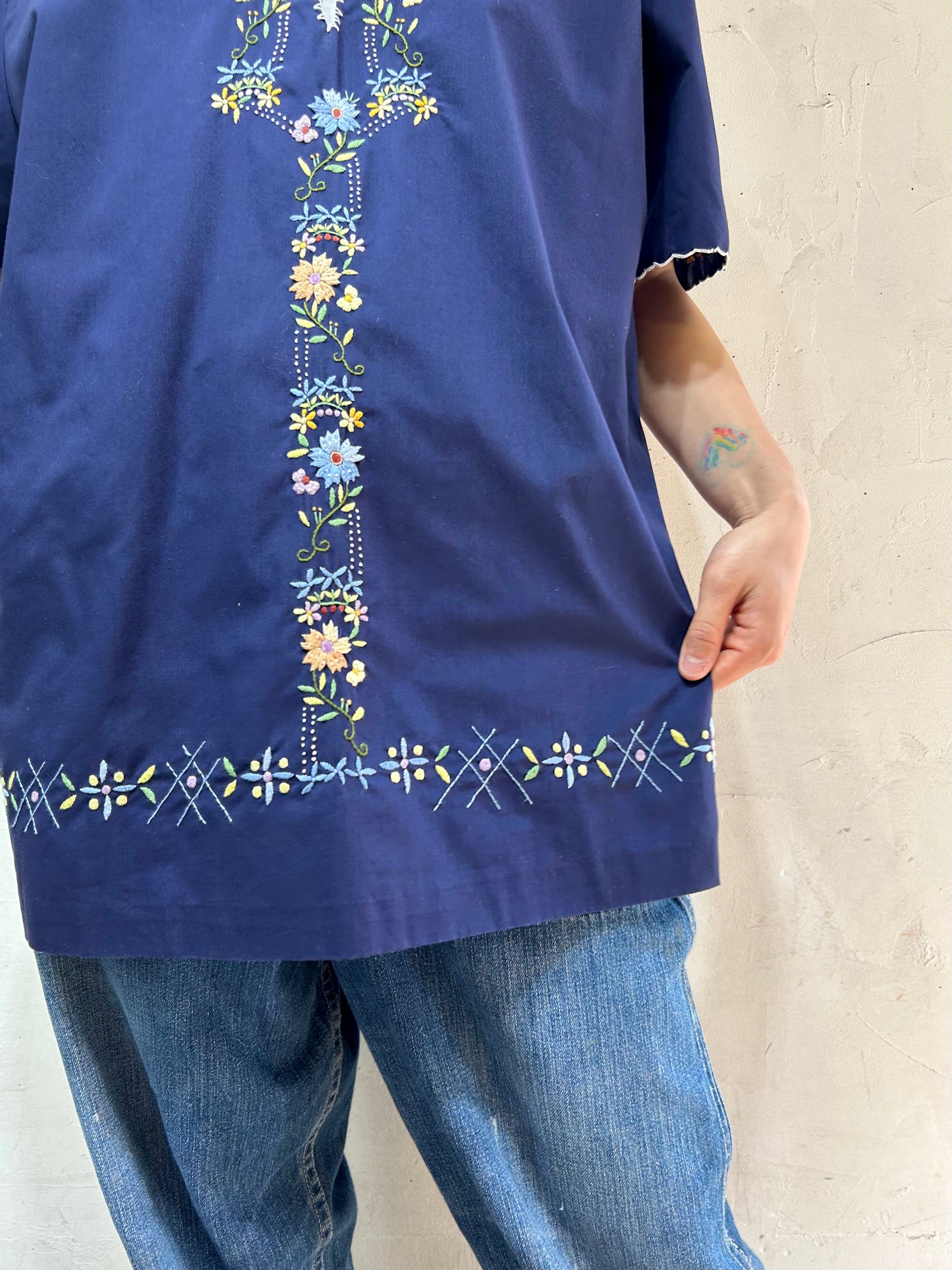 Vintage Flower Hand Embroidery Tunic [D26809]