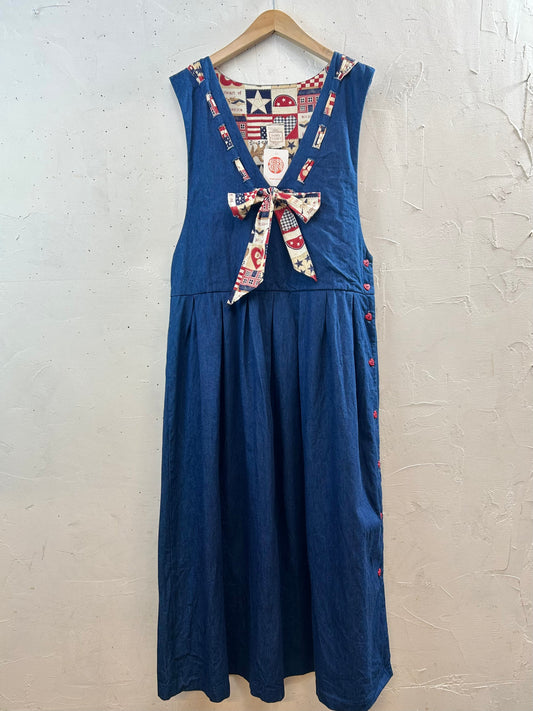 Vintage Denim Over Dress  MADE IN USA 〜PAM'S CLOSET〜 [L29017]