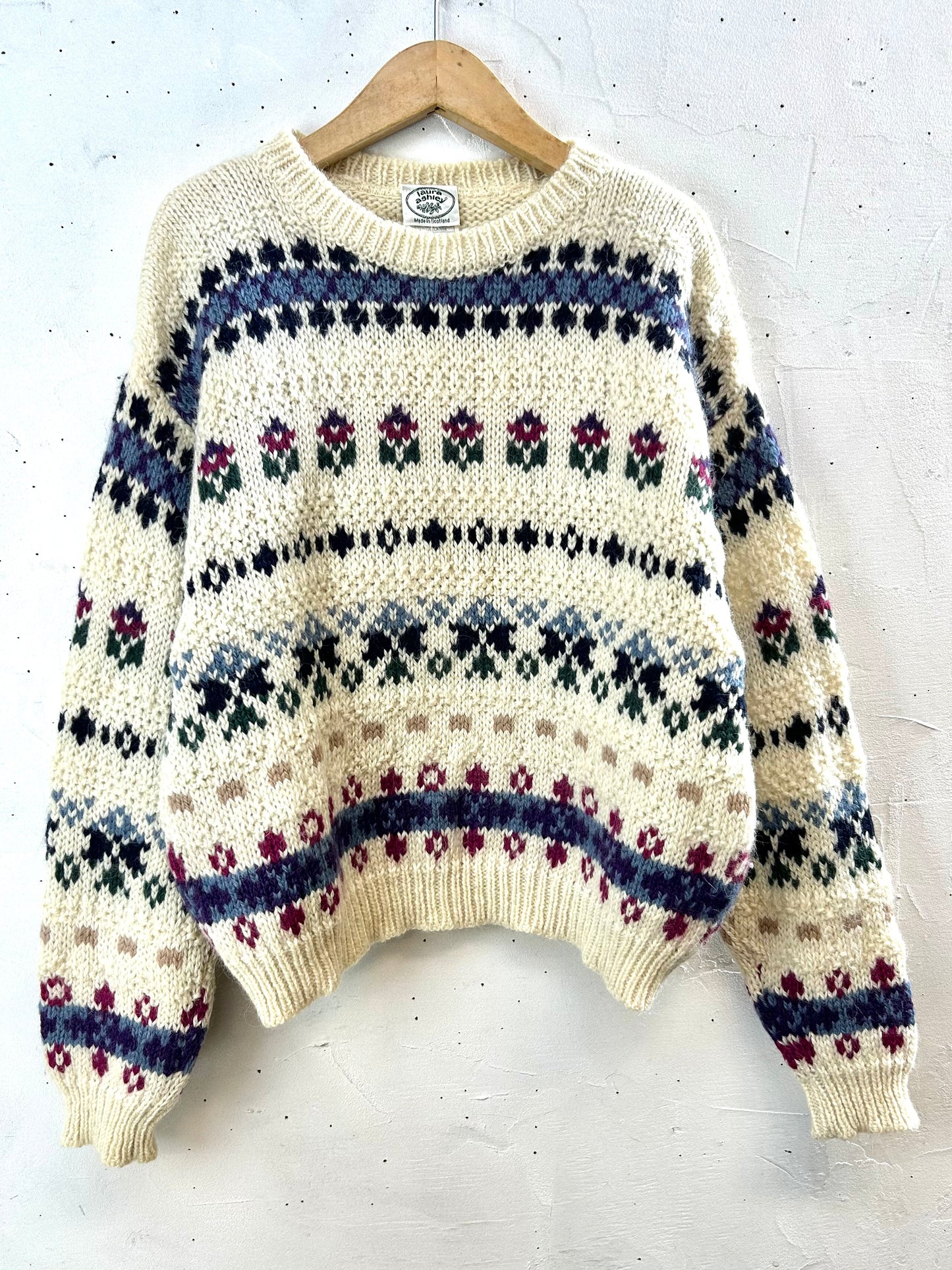 Vintage Knit Sweater 〜Laura Ashley〜 MADE IN Scotland [J28787]