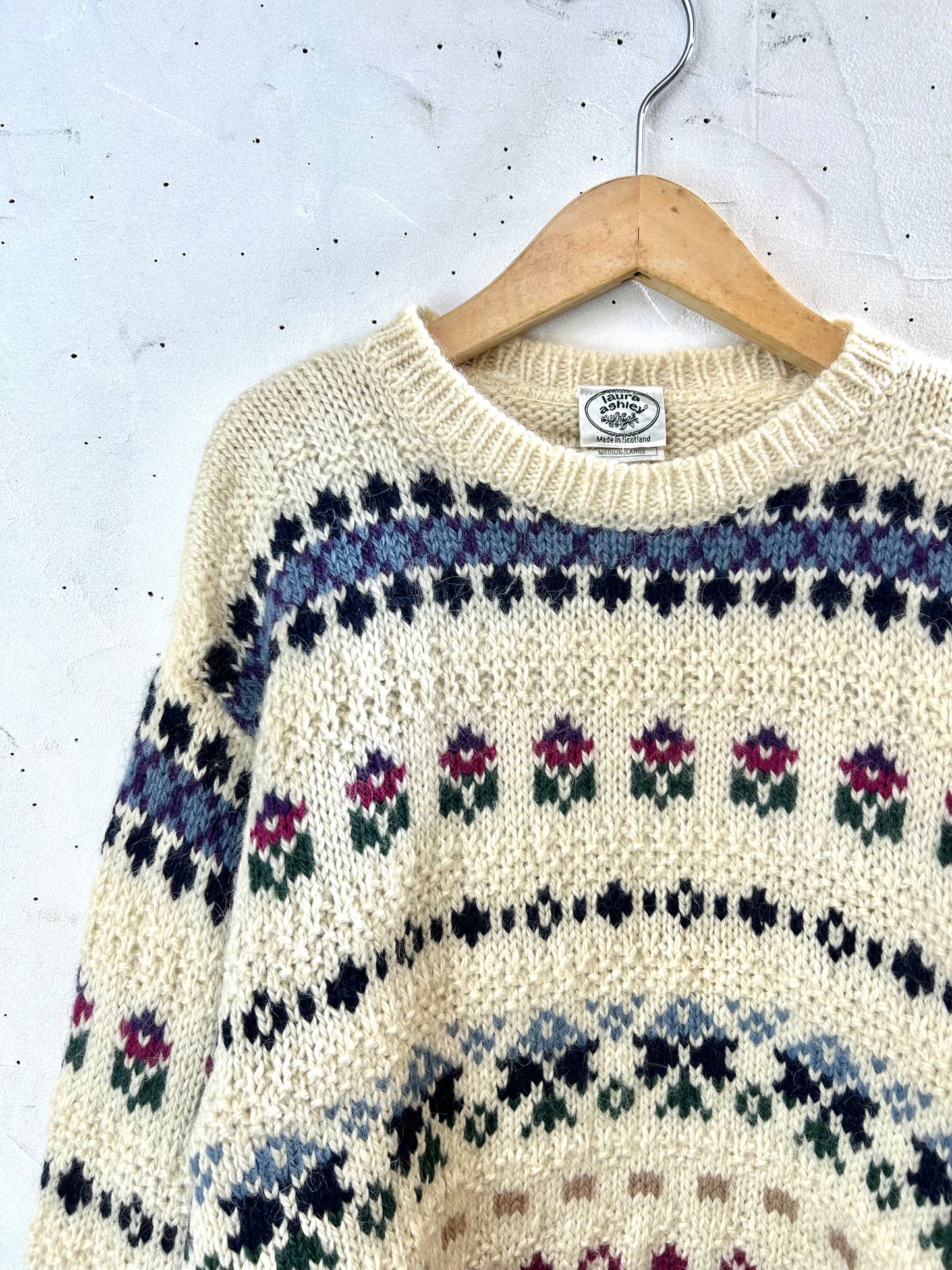 Vintage Knit Sweater 〜Laura Ashley〜 MADE IN Scotland [J28787]